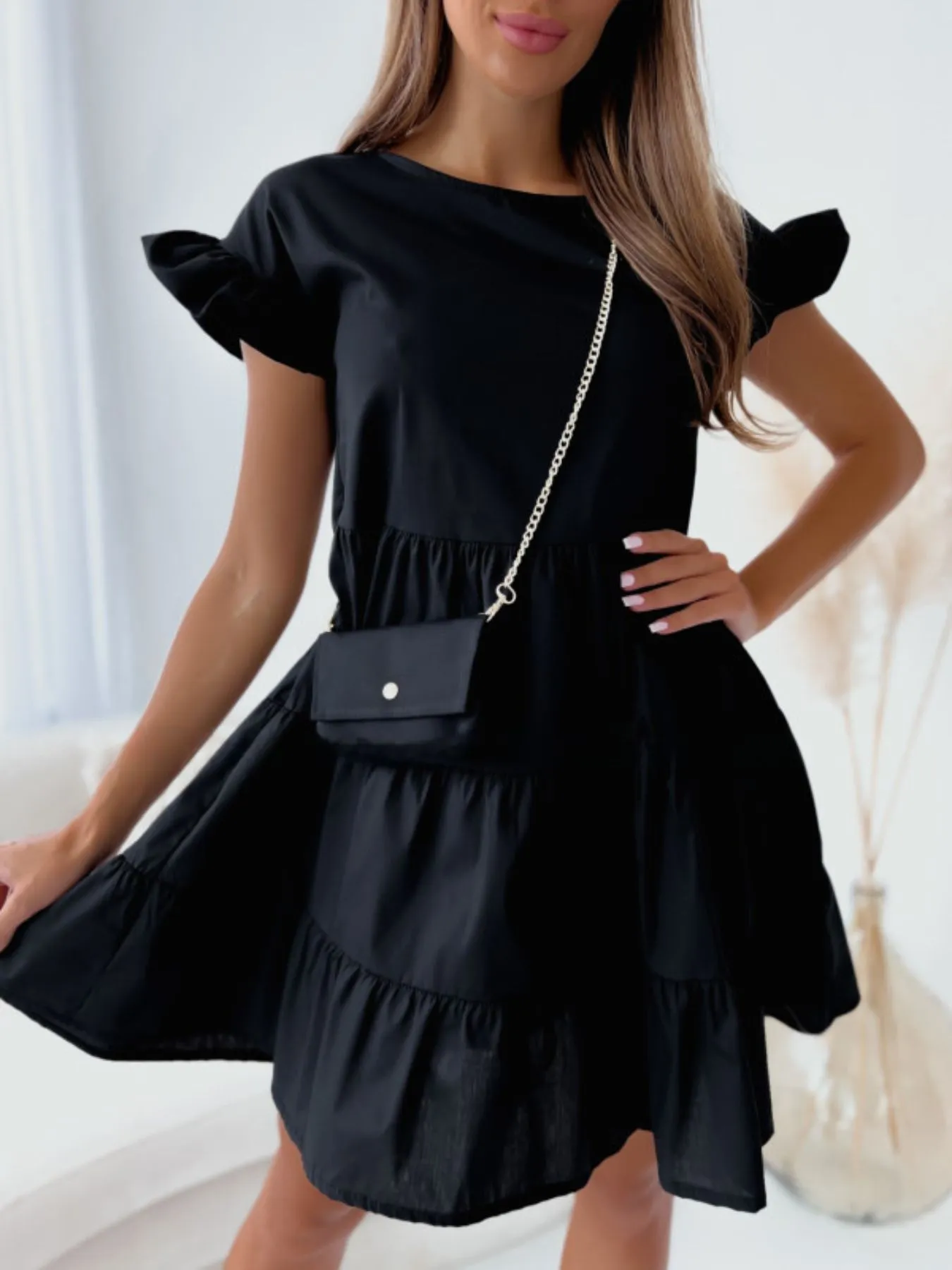Ruffle Sleeve Tiered Swing Dress - Image 5