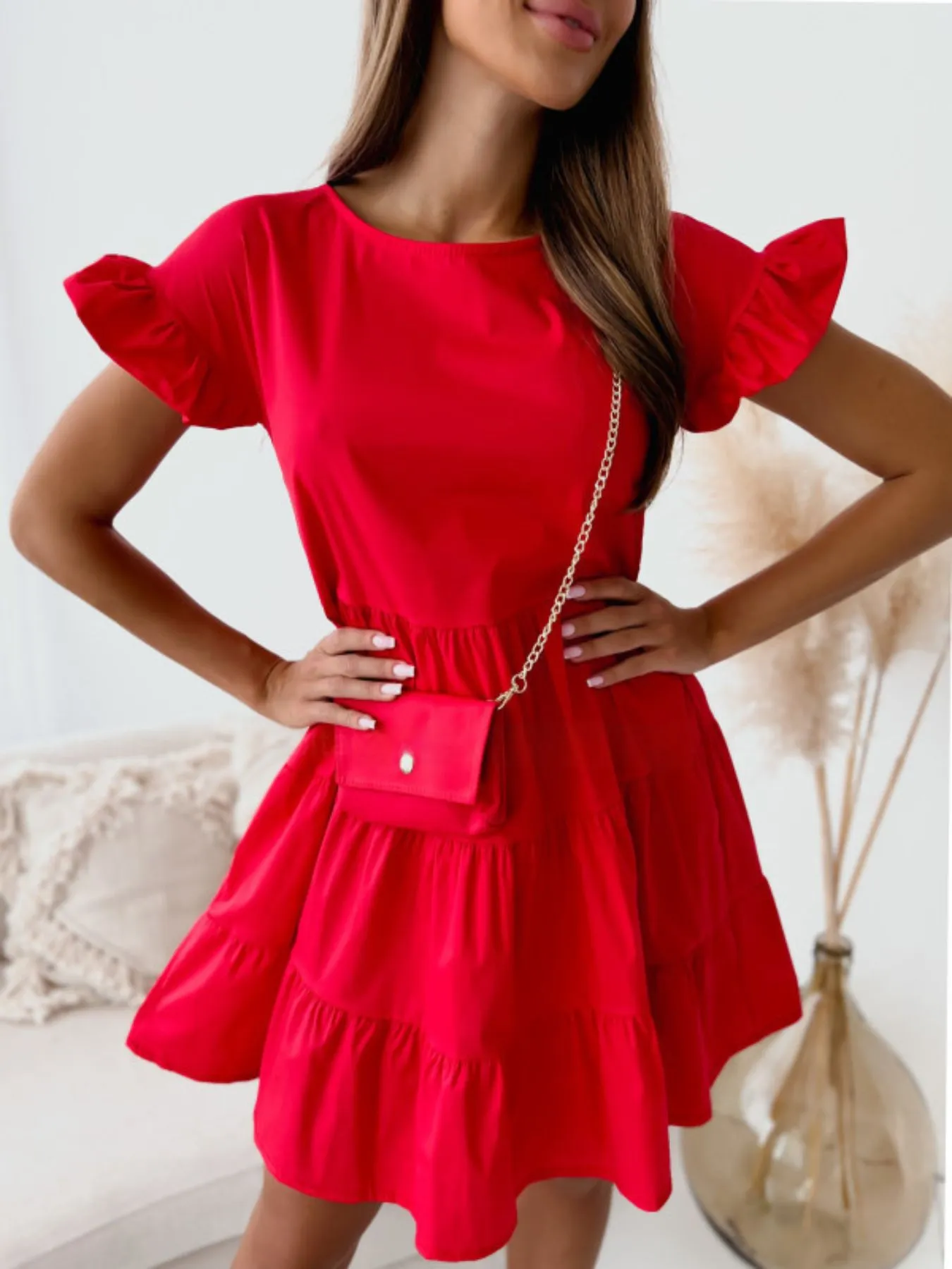 Ruffle Sleeve Tiered Swing Dress - Image 7
