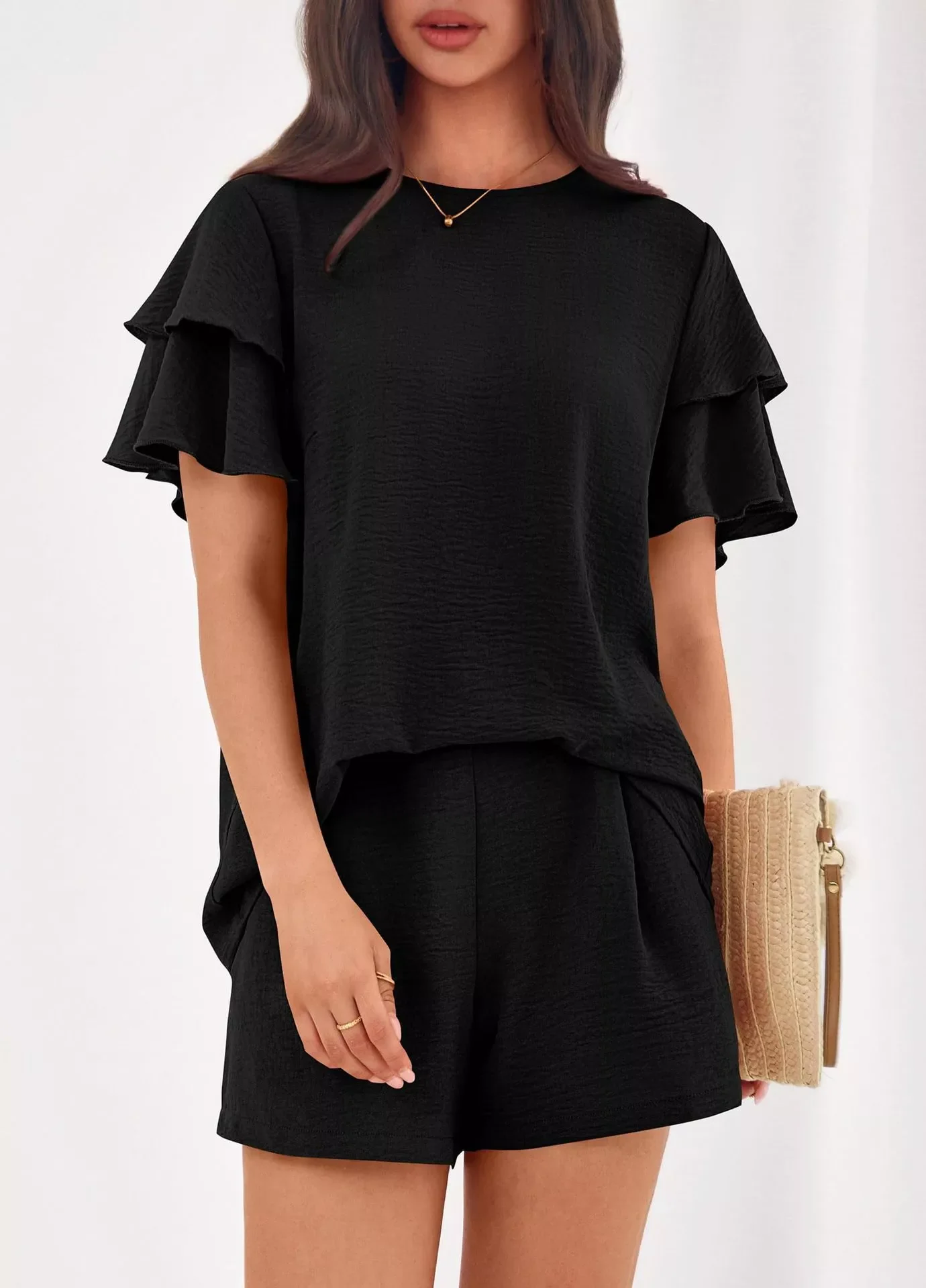 Ruffle Sleeve Top and Shorts Two-Piece Set - Image 19