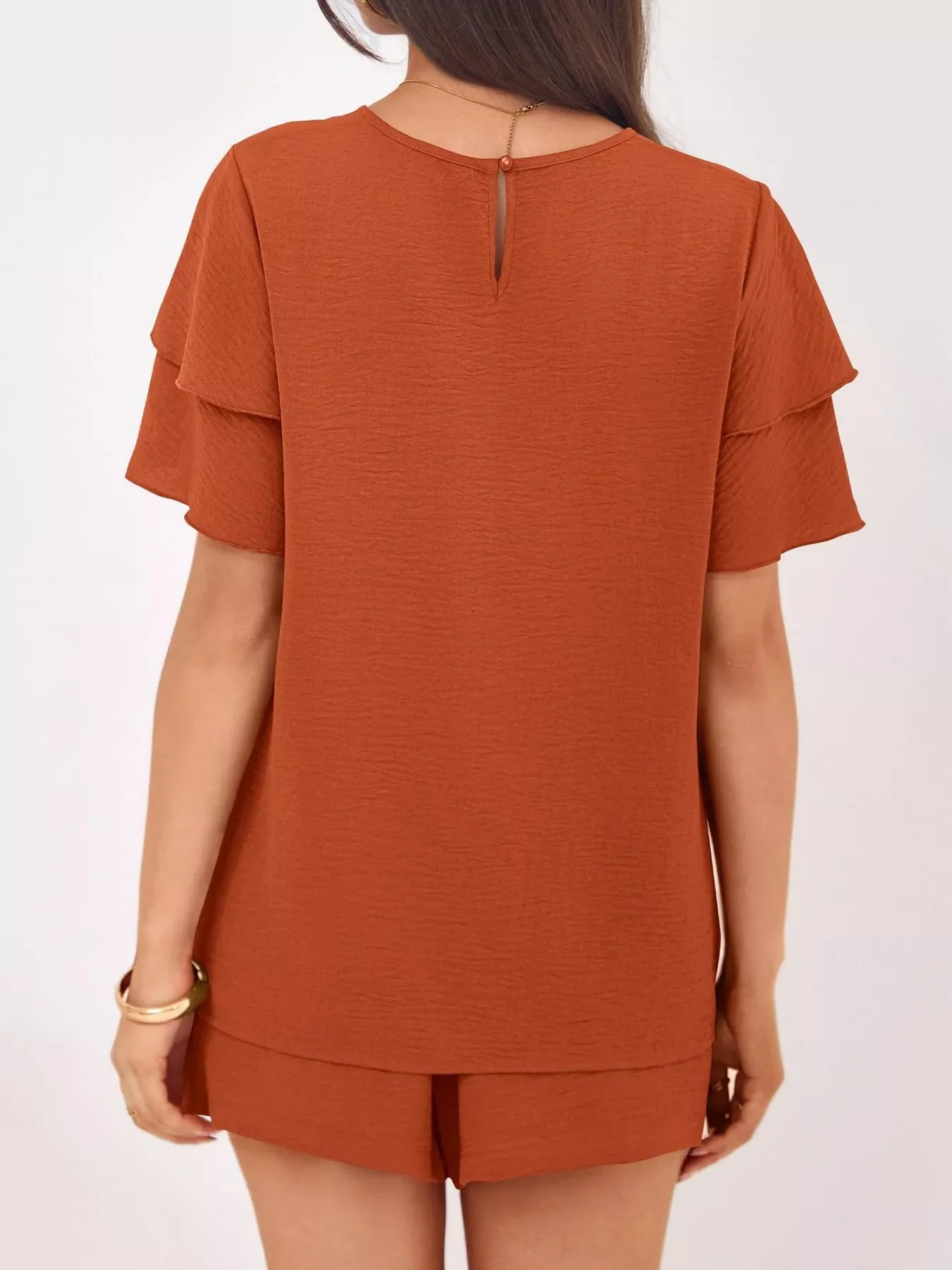 Ruffle Sleeve Top and Shorts Two-Piece Set - Image 4