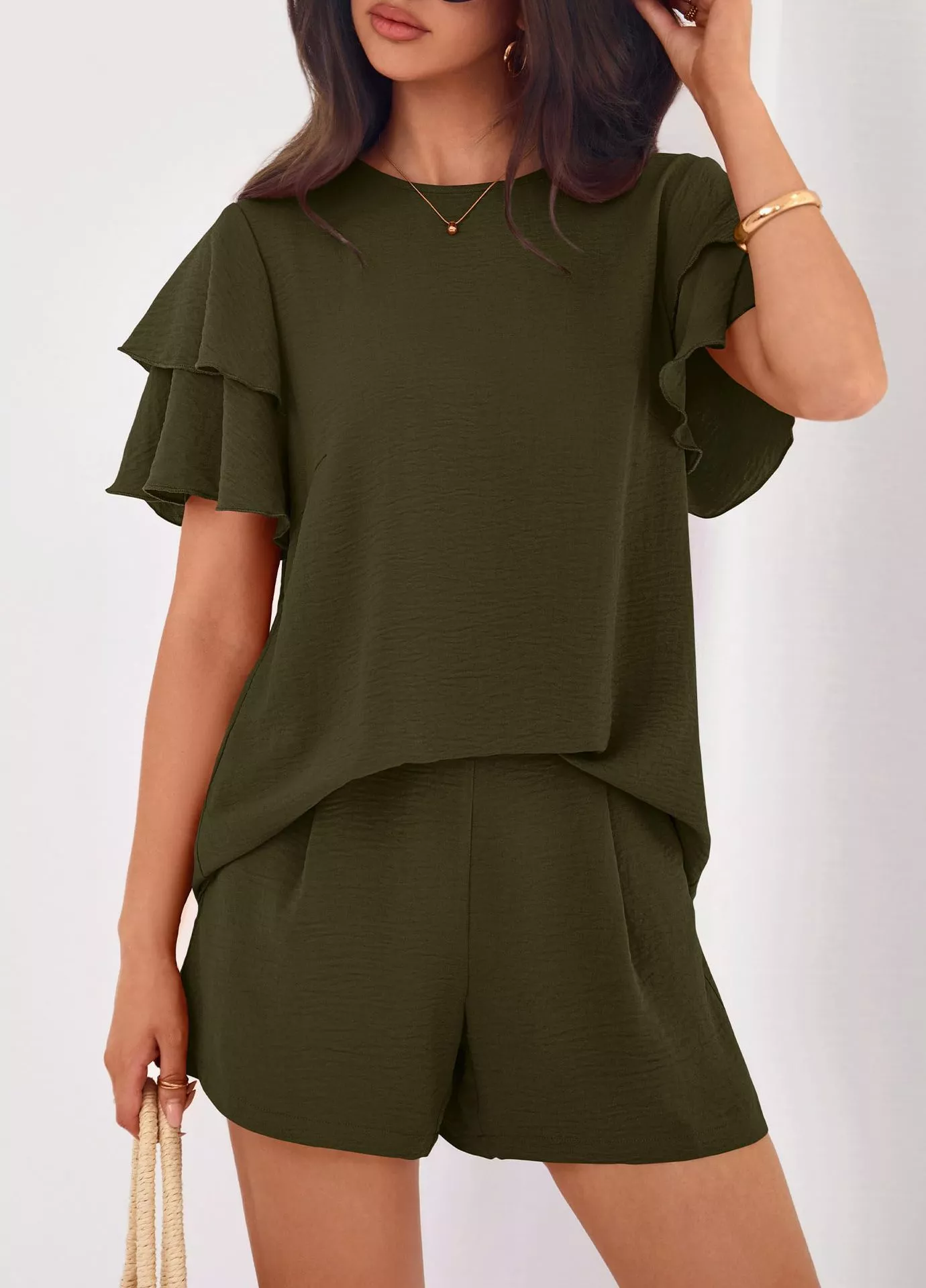 Ruffle Sleeve Top and Shorts Two-Piece Set - Image 6