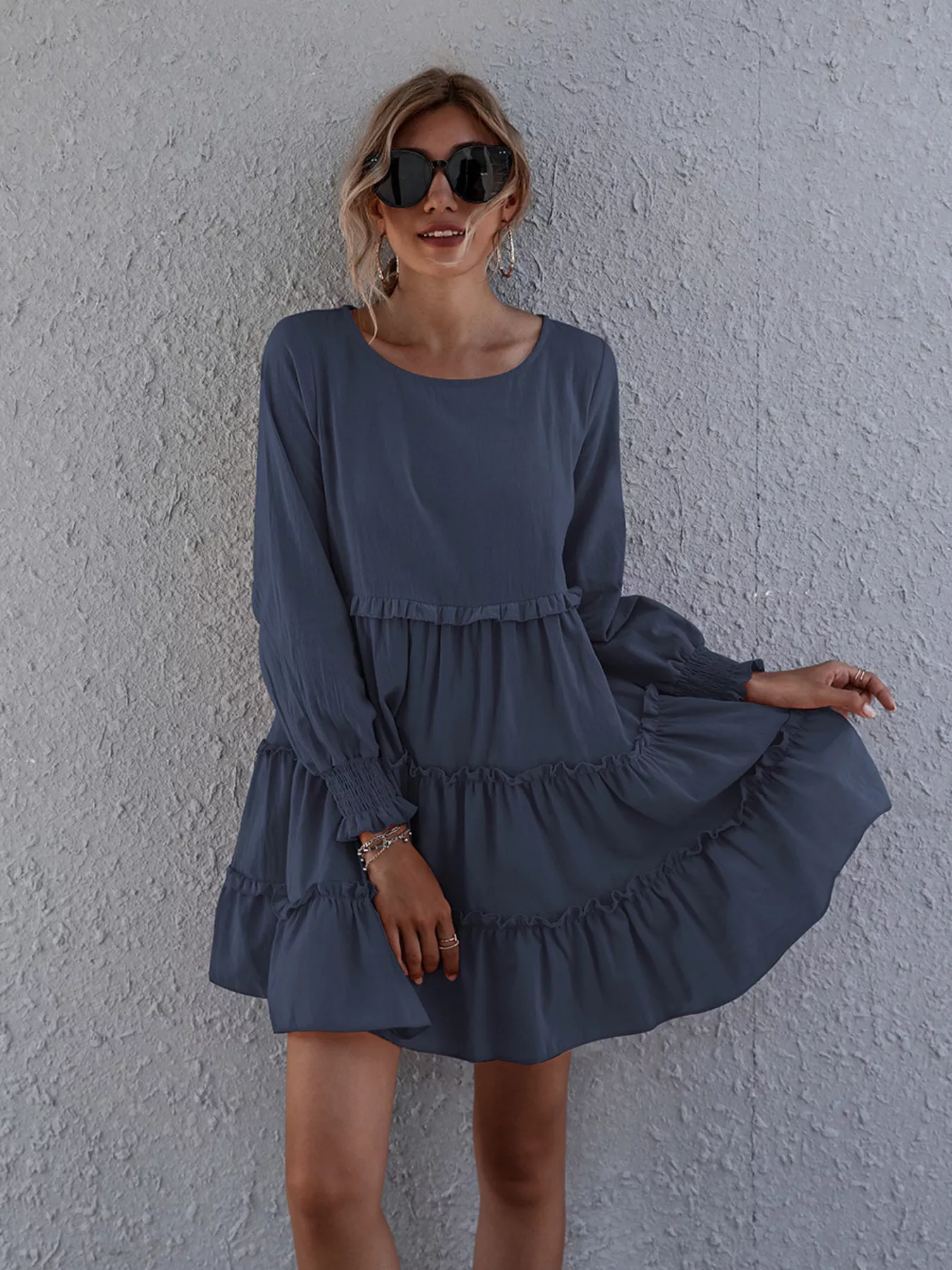 Ruffle Tiered Long Sleeve Mini Dress - Image 11