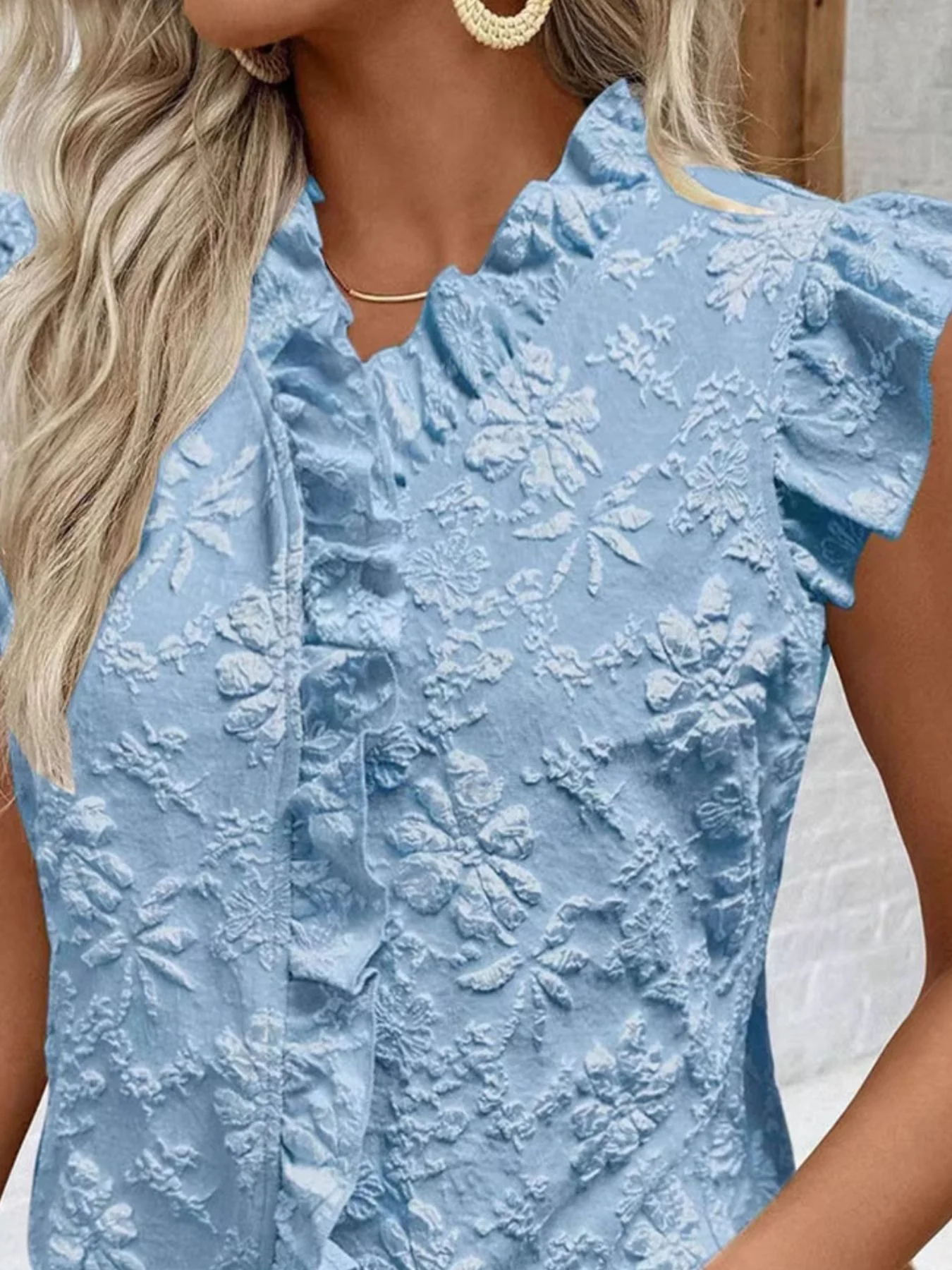 Ruffle Trim Sleeveless Blouse - Image 12