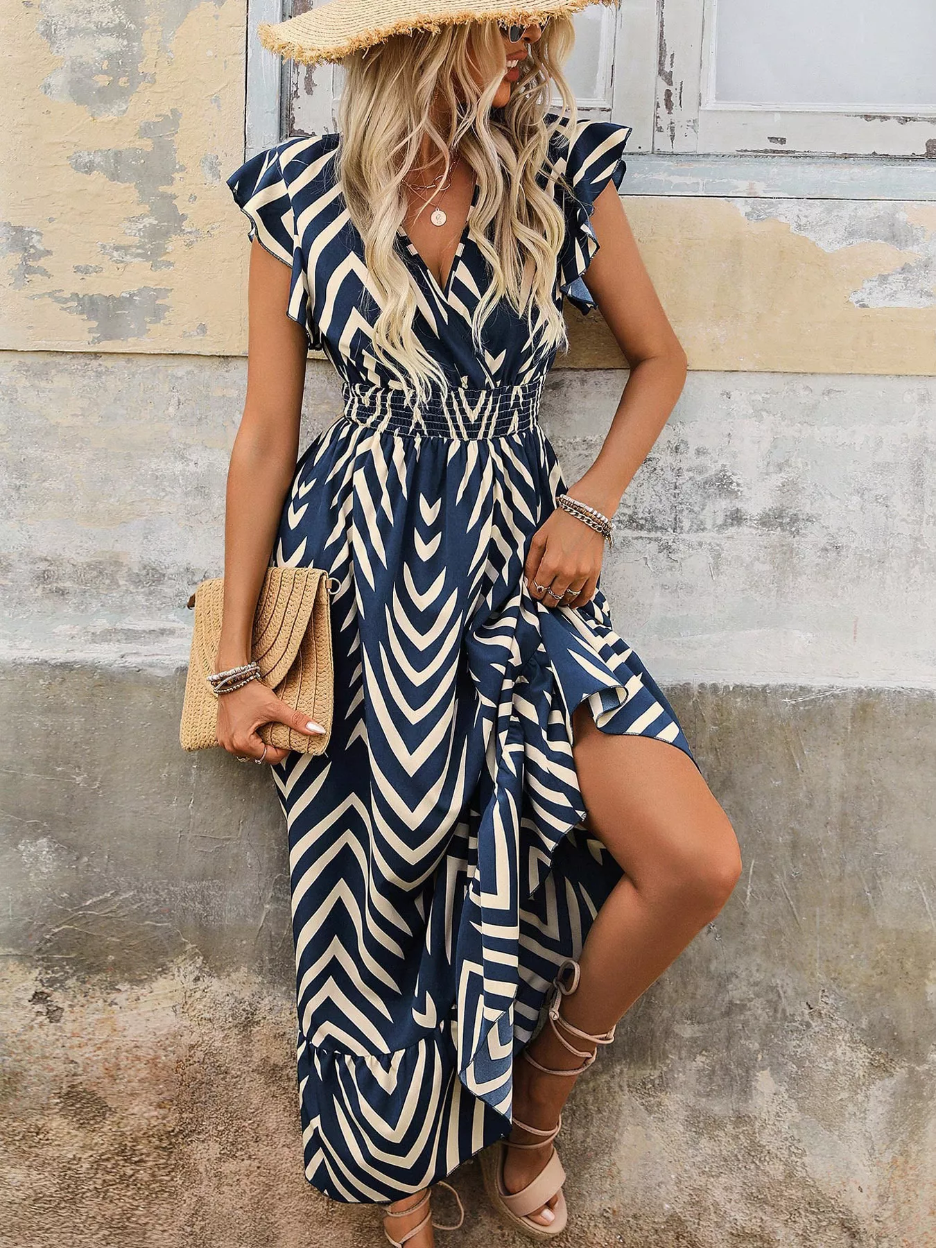 Ruffled Cap Sleeve Midi Dress - Image 10