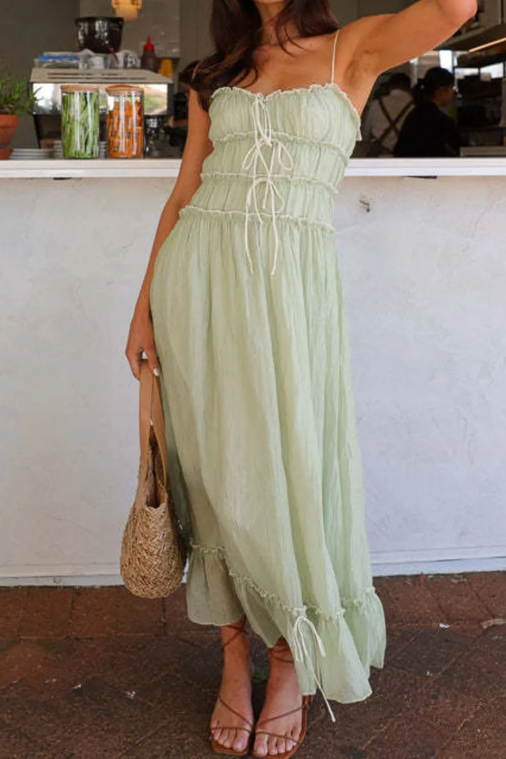 Ruffled Hem Frill Midi Cami Dress - Image 6