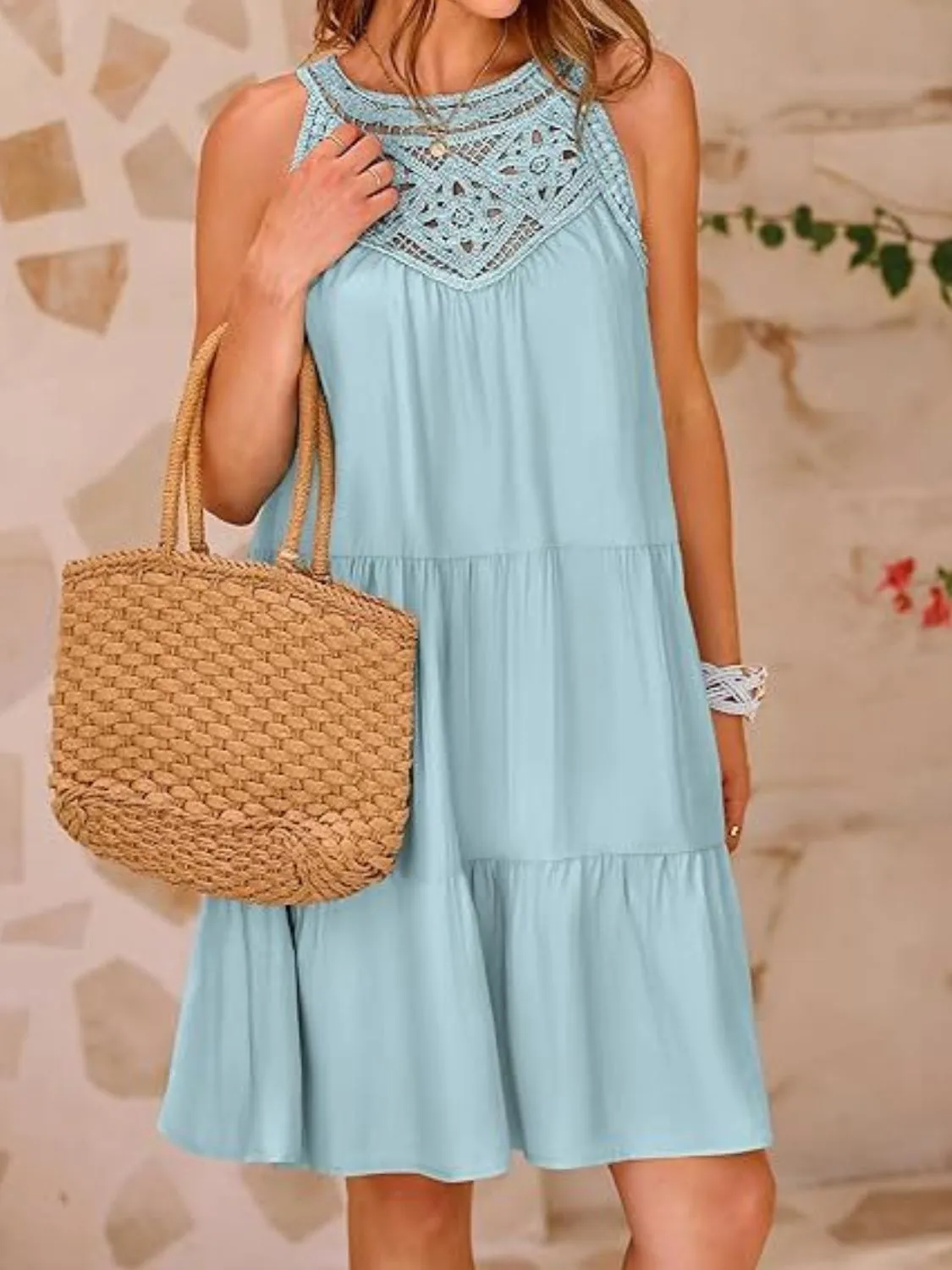 Ruffled Hem Lace Sleeveless Dress - Image 20