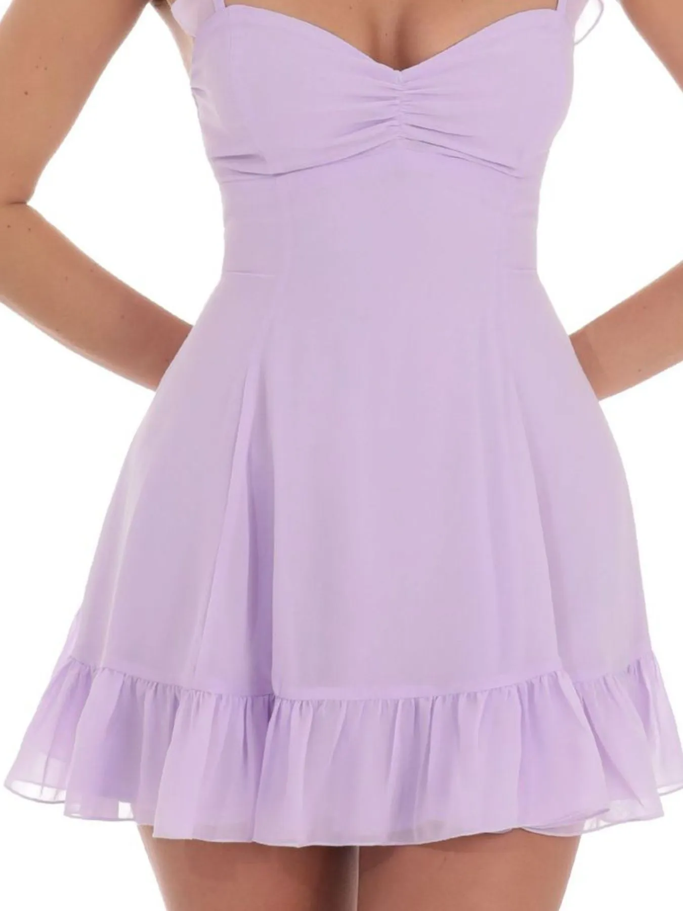 Ruffled Hem Sweetheart Neck Dress - Image 2