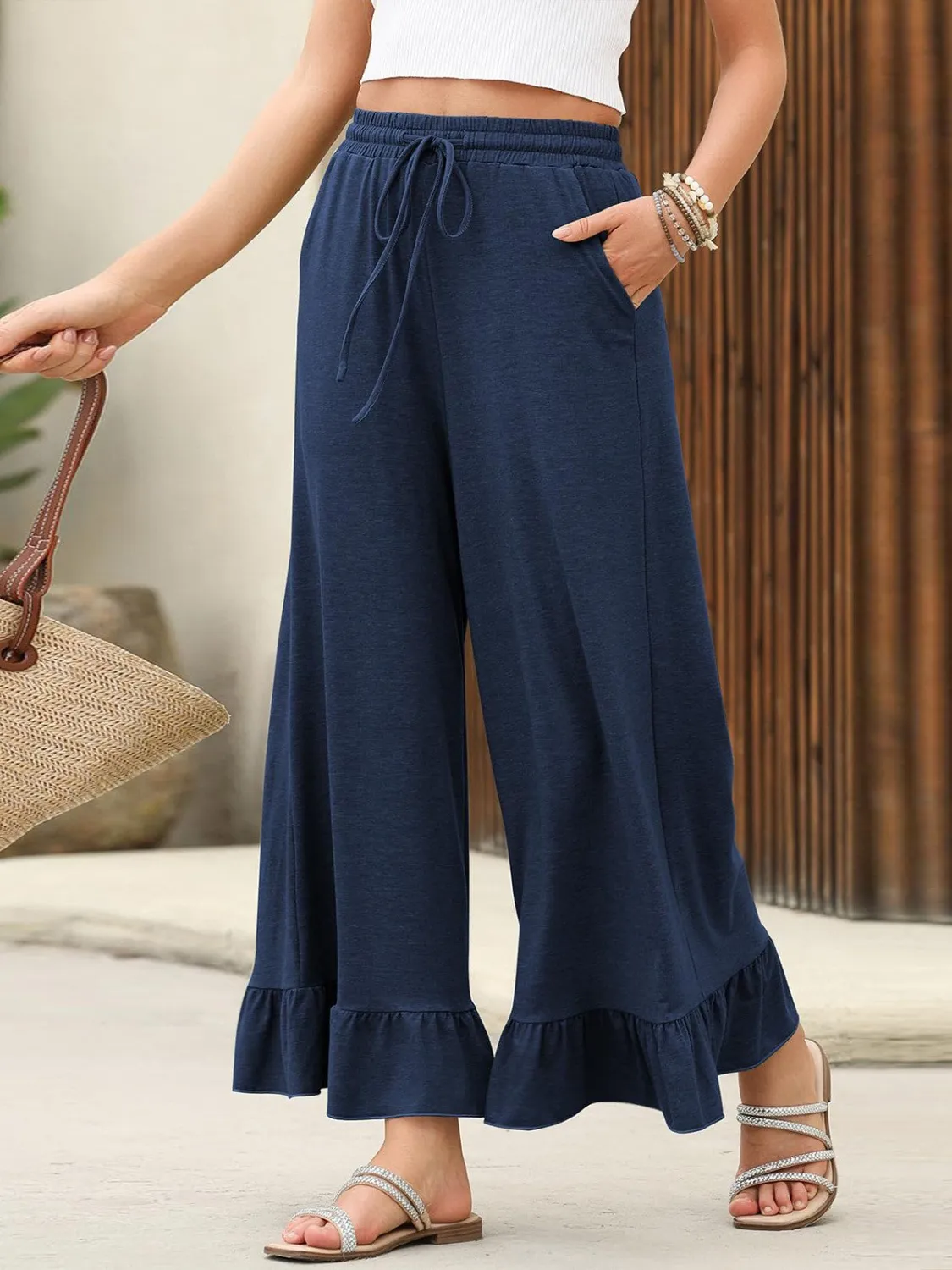 Ruffled Hem Wide Leg Pants - Image 10