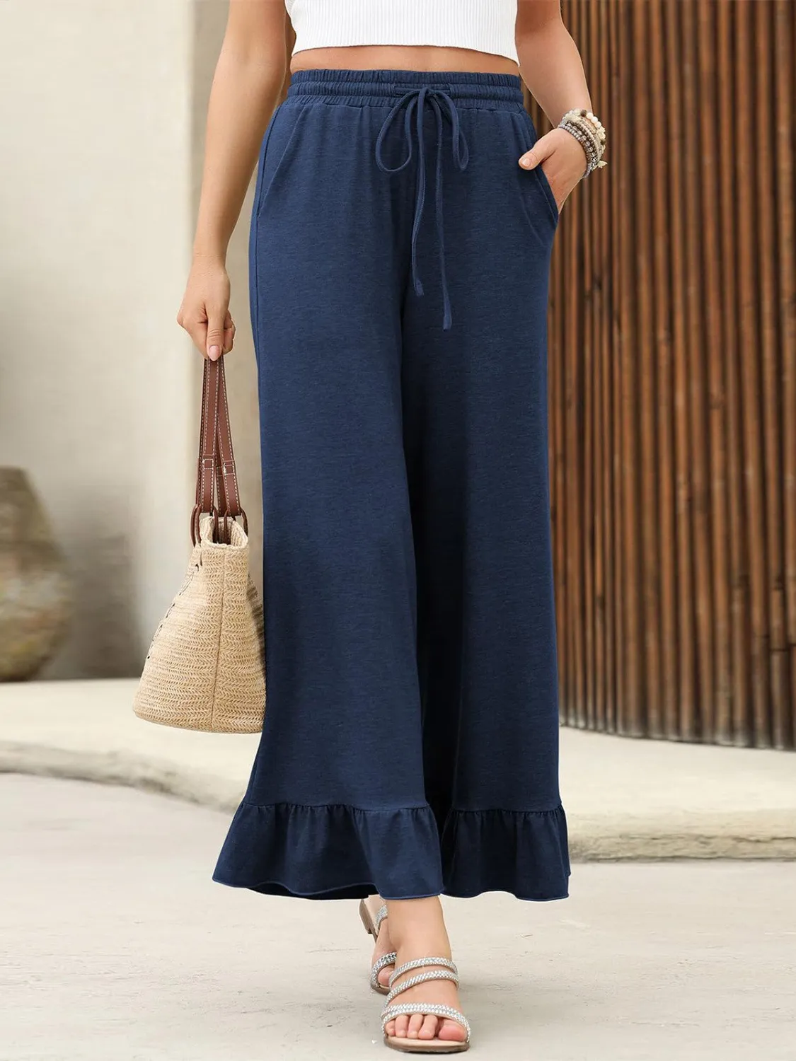 Ruffled Hem Wide Leg Pants - Image 9