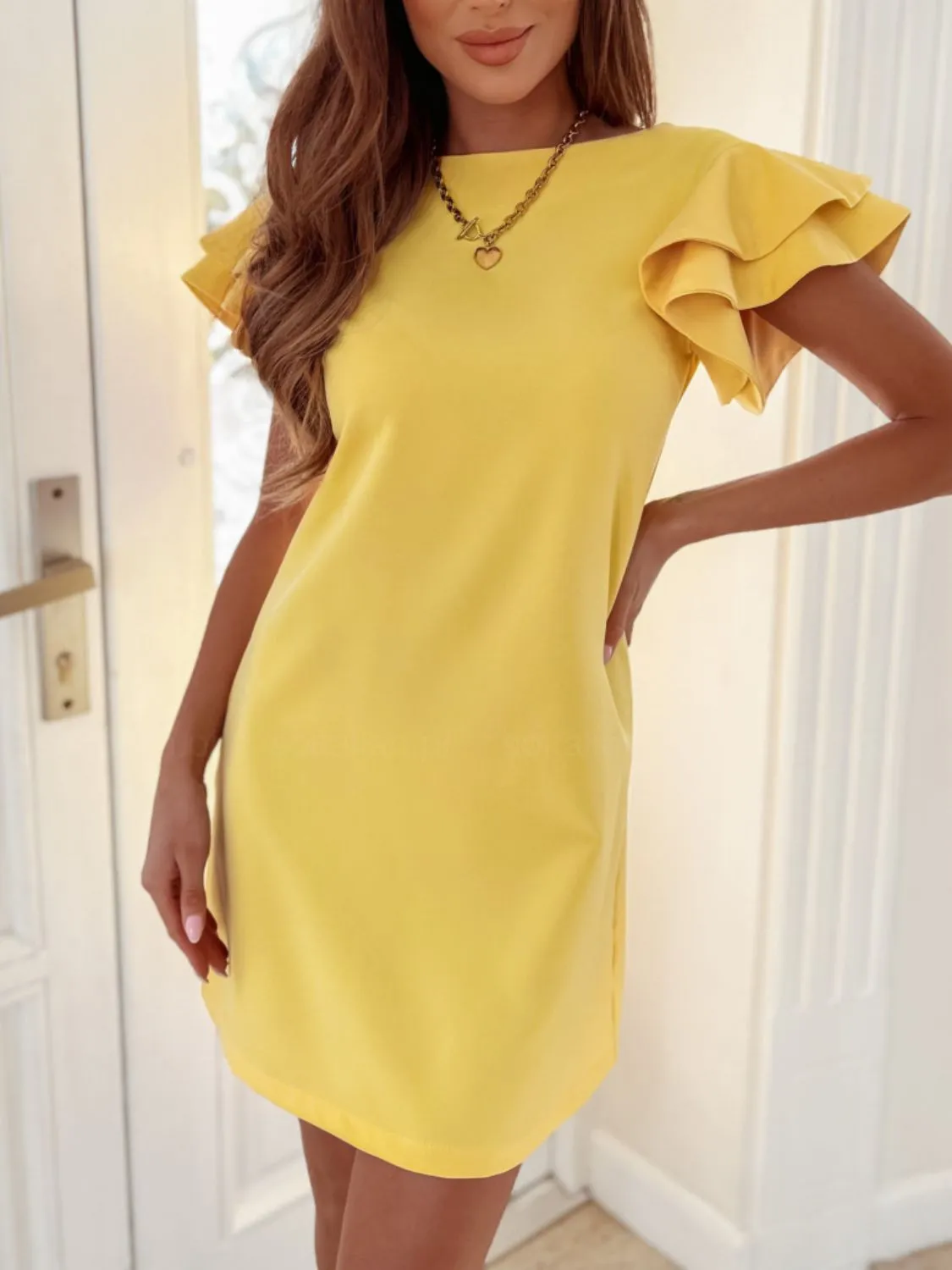 Ruffled Layered Short Sleeve Mini Dress - Image 8