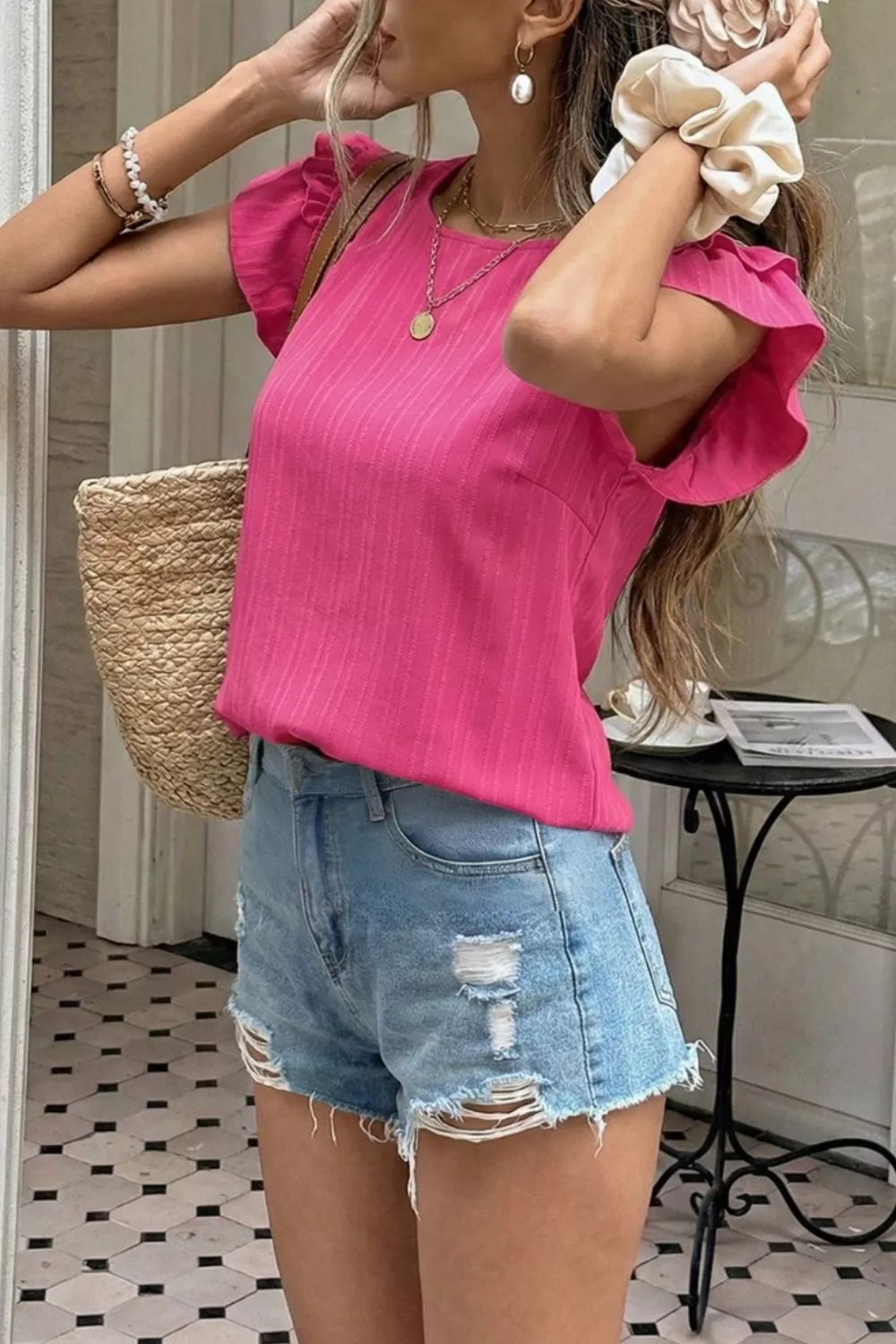 Ruffled Round Neck Blouse - Image 2