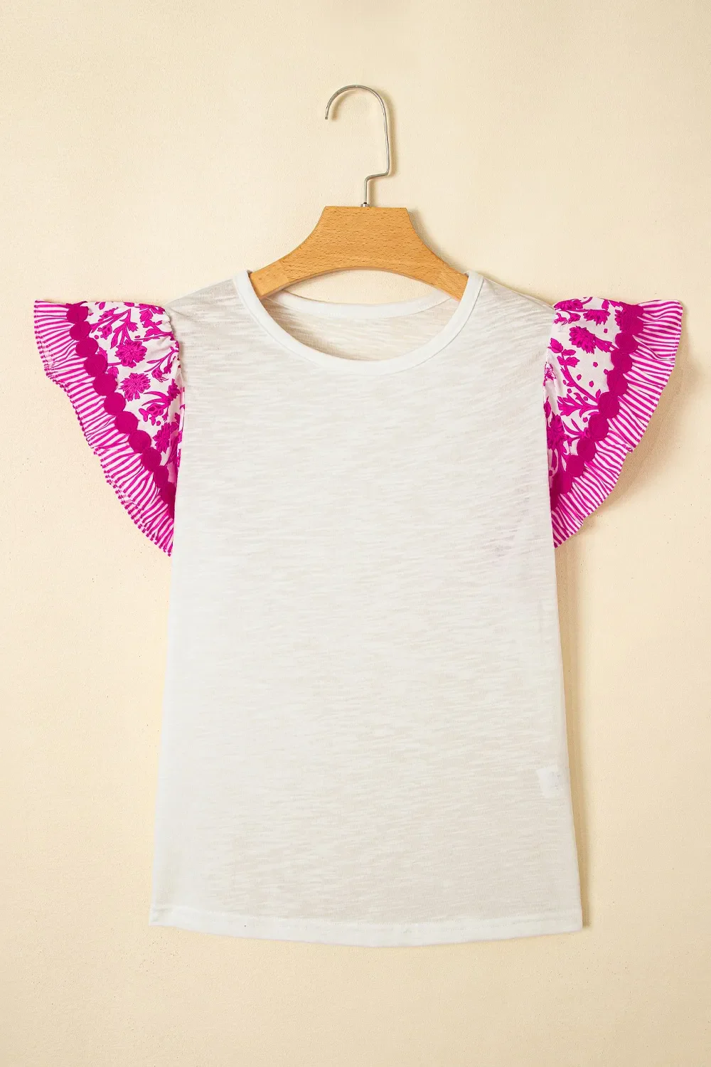 Ruffled Round Neck Cap Sleeve Blouse - Image 3