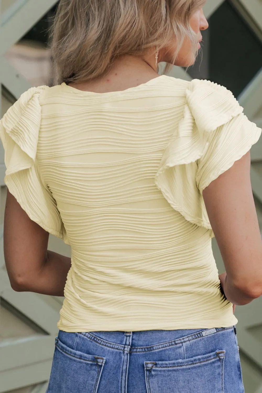 Ruffled Round Neck Textured Top - Image 18