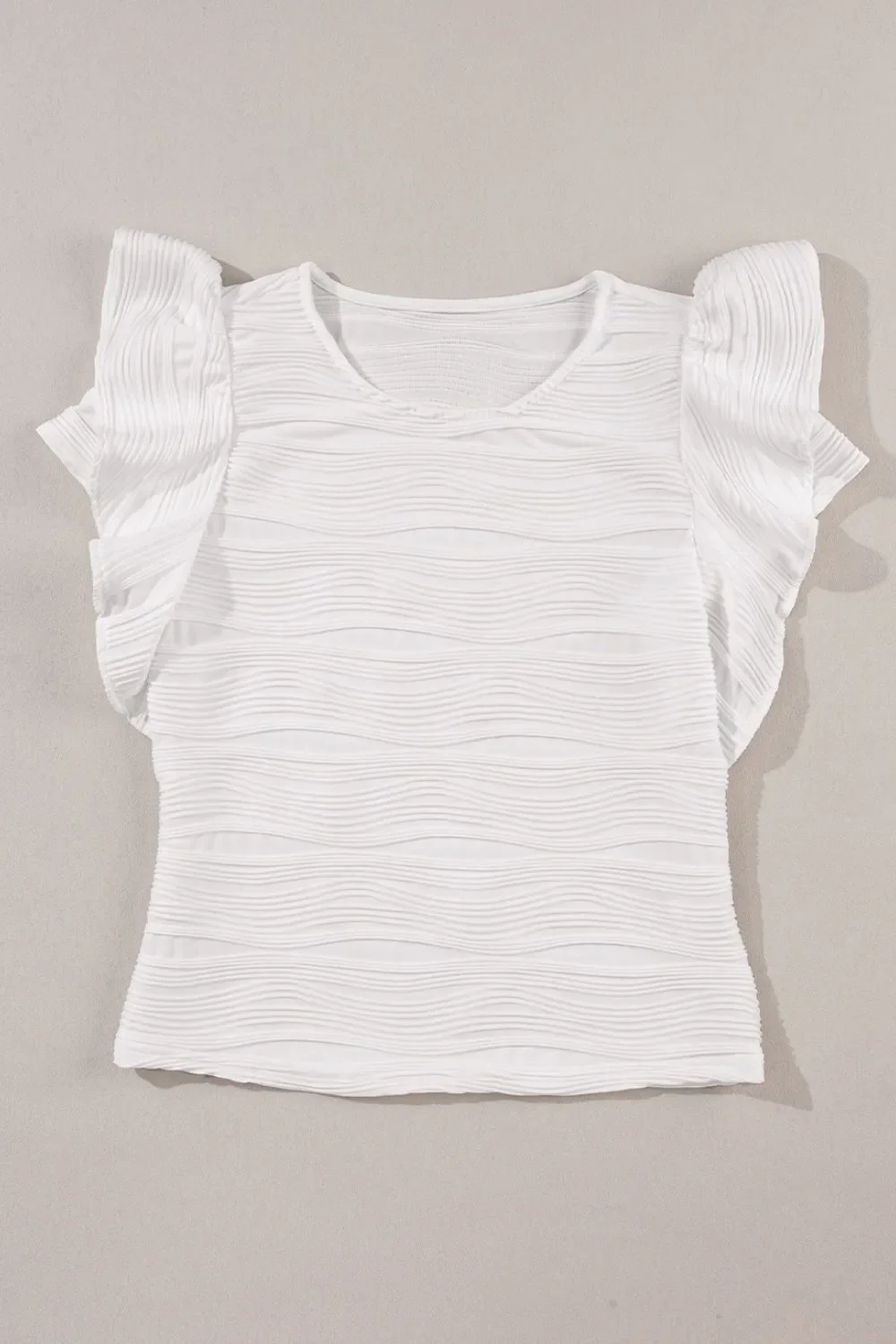 Ruffled Round Neck Textured Top - Image 7