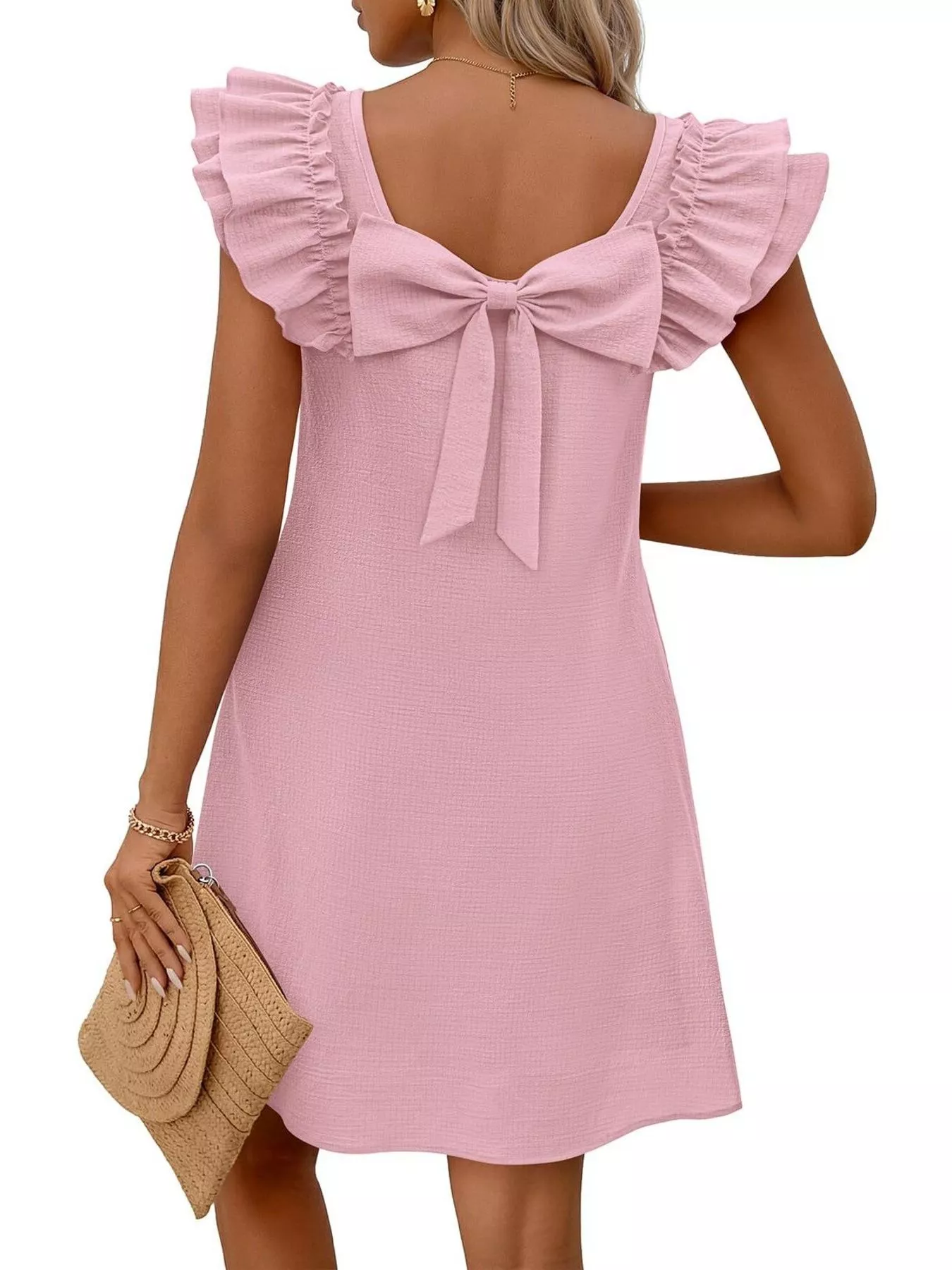 Ruffled Sleeve Square Neck Casual Dress - Image 24