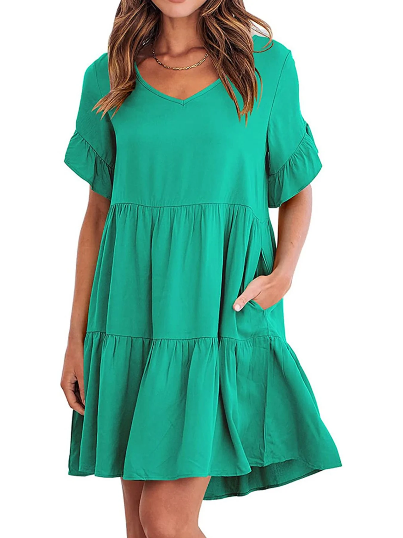 Ruffled Sleeve Tiered Mini Dress - Image 14