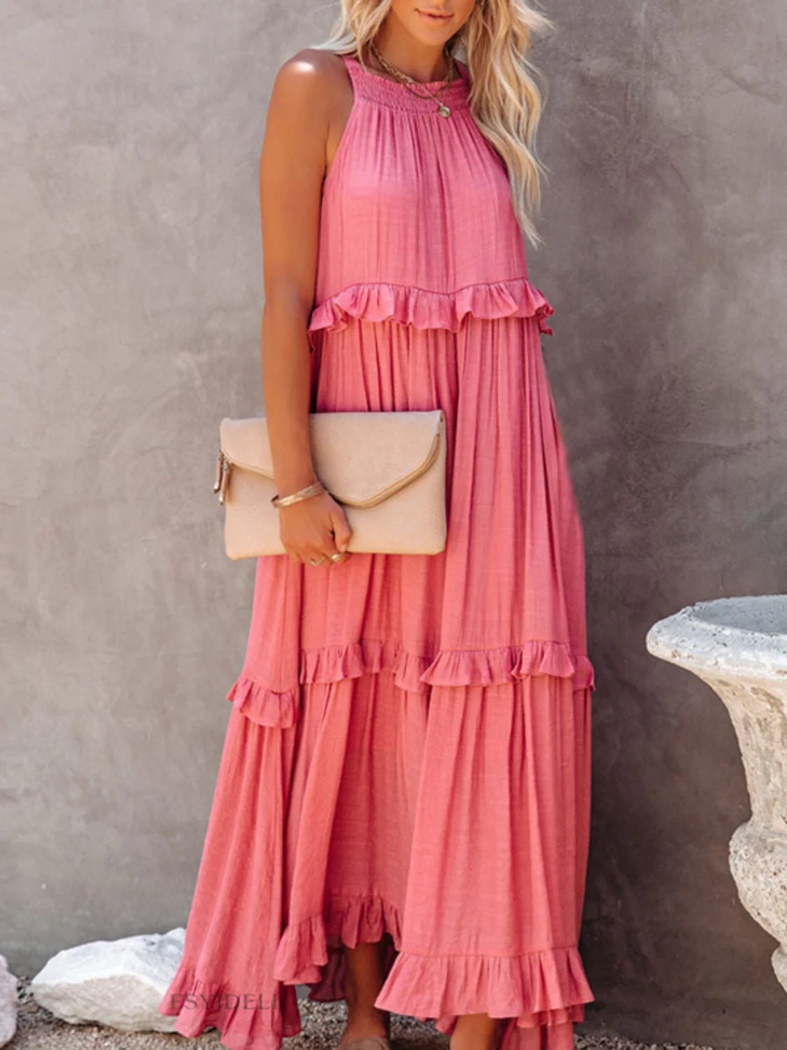 Ruffled Sleeveless Maxi Dress with Pockets - Image 4