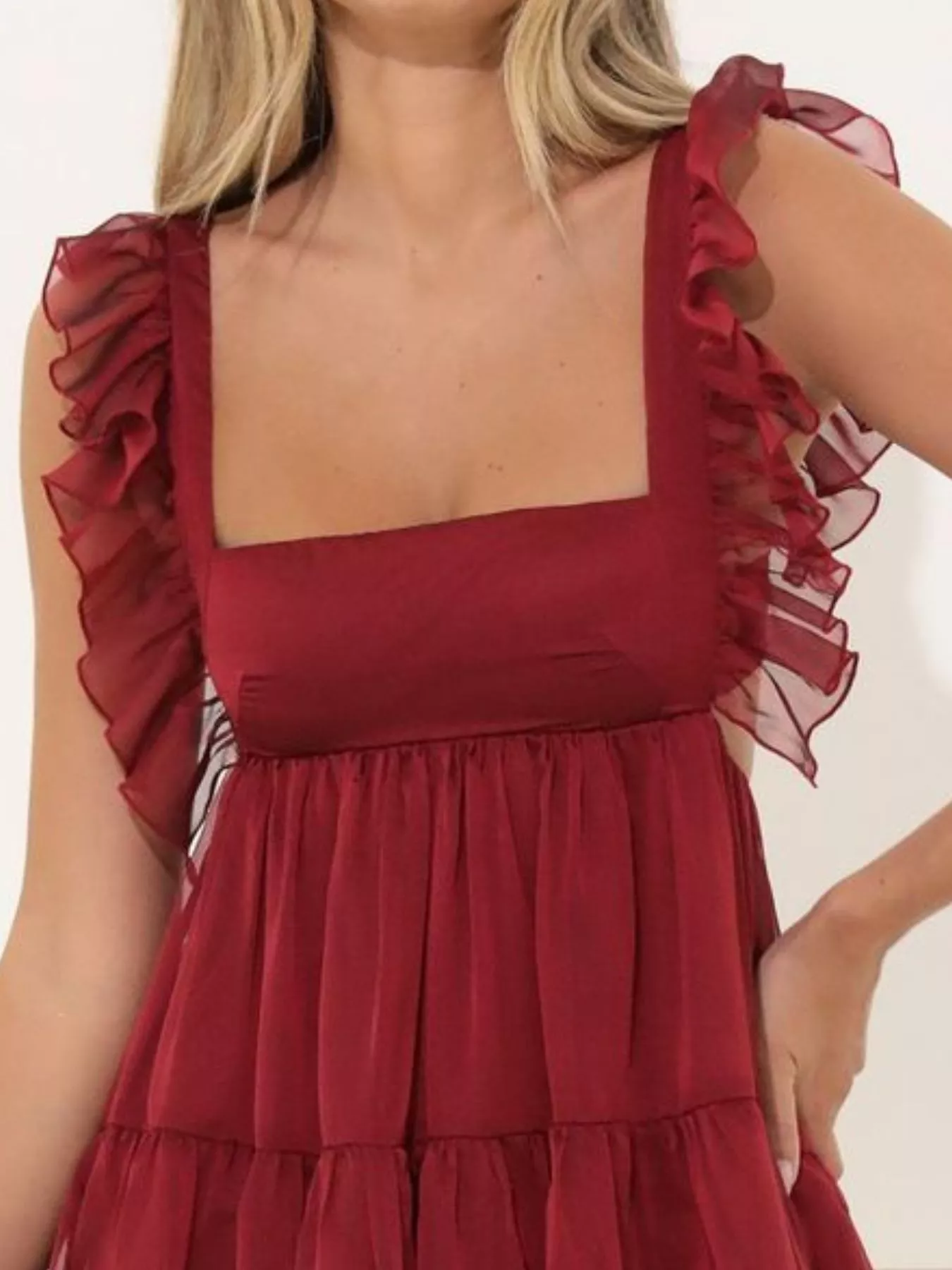 Ruffled Square Neck Tiered Dress - Image 13