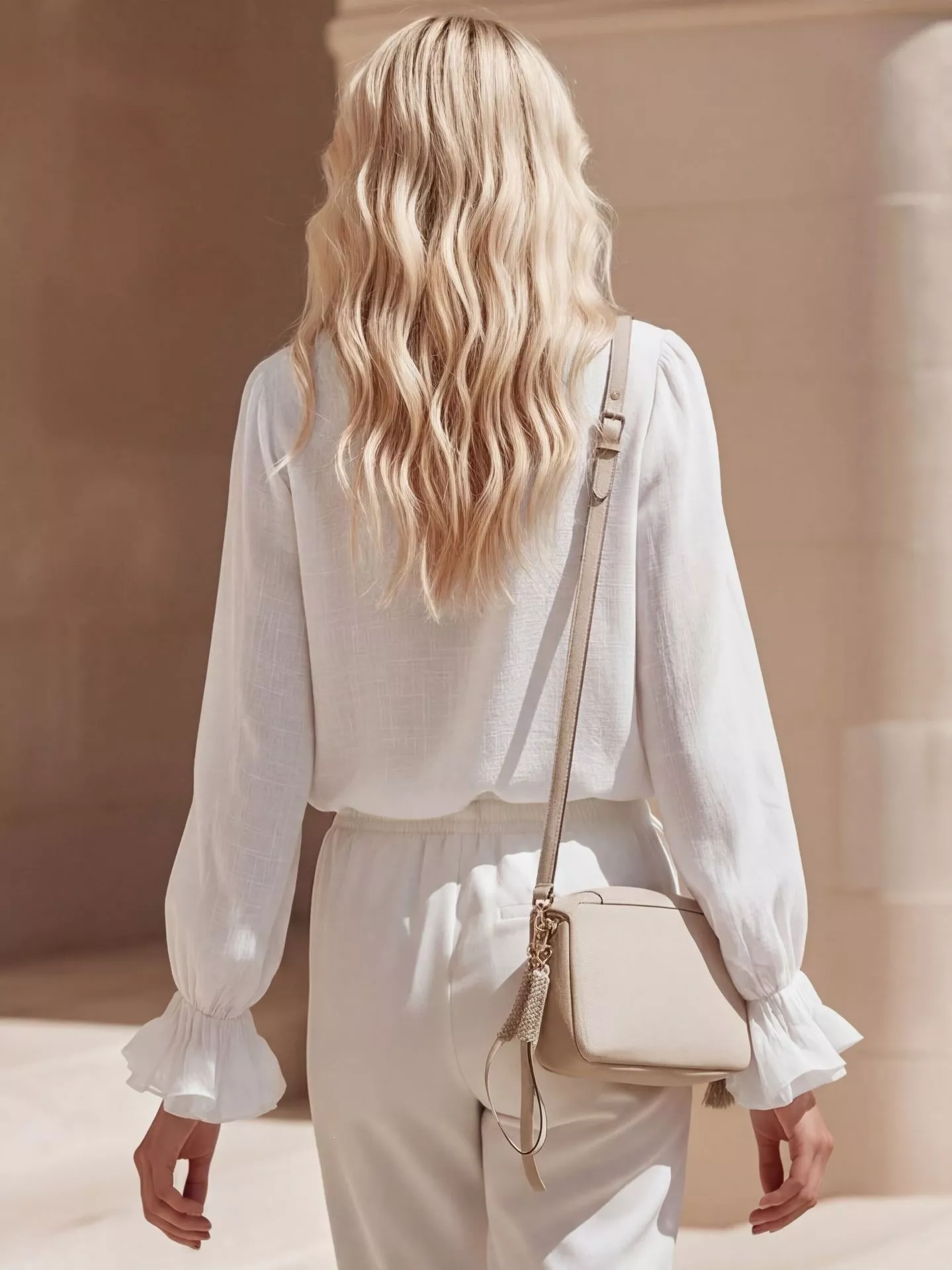 Ruffled V-Neck Long Sleeve Blouse - Image 6