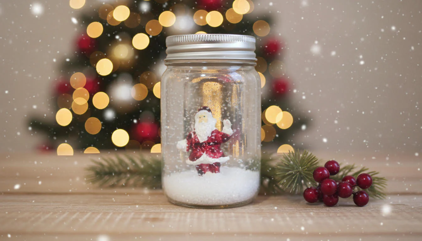 Santa Snow Globe in a Festive Jar
