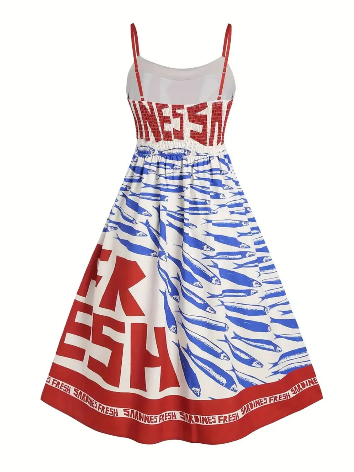 Sardine Print Spaghetti Strap Midi Dress - Image 4