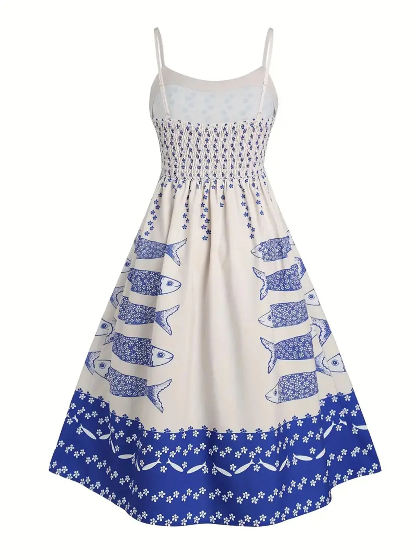 Sardine Print Spaghetti Strap Midi Dress - Image 9