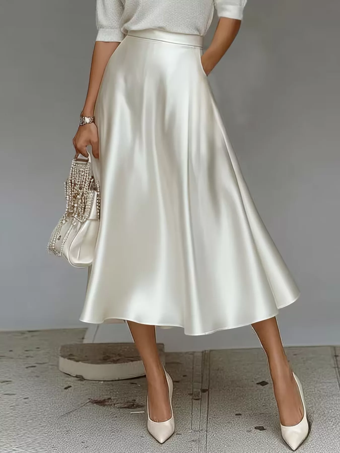 Satin Midi Skirt - Image 10