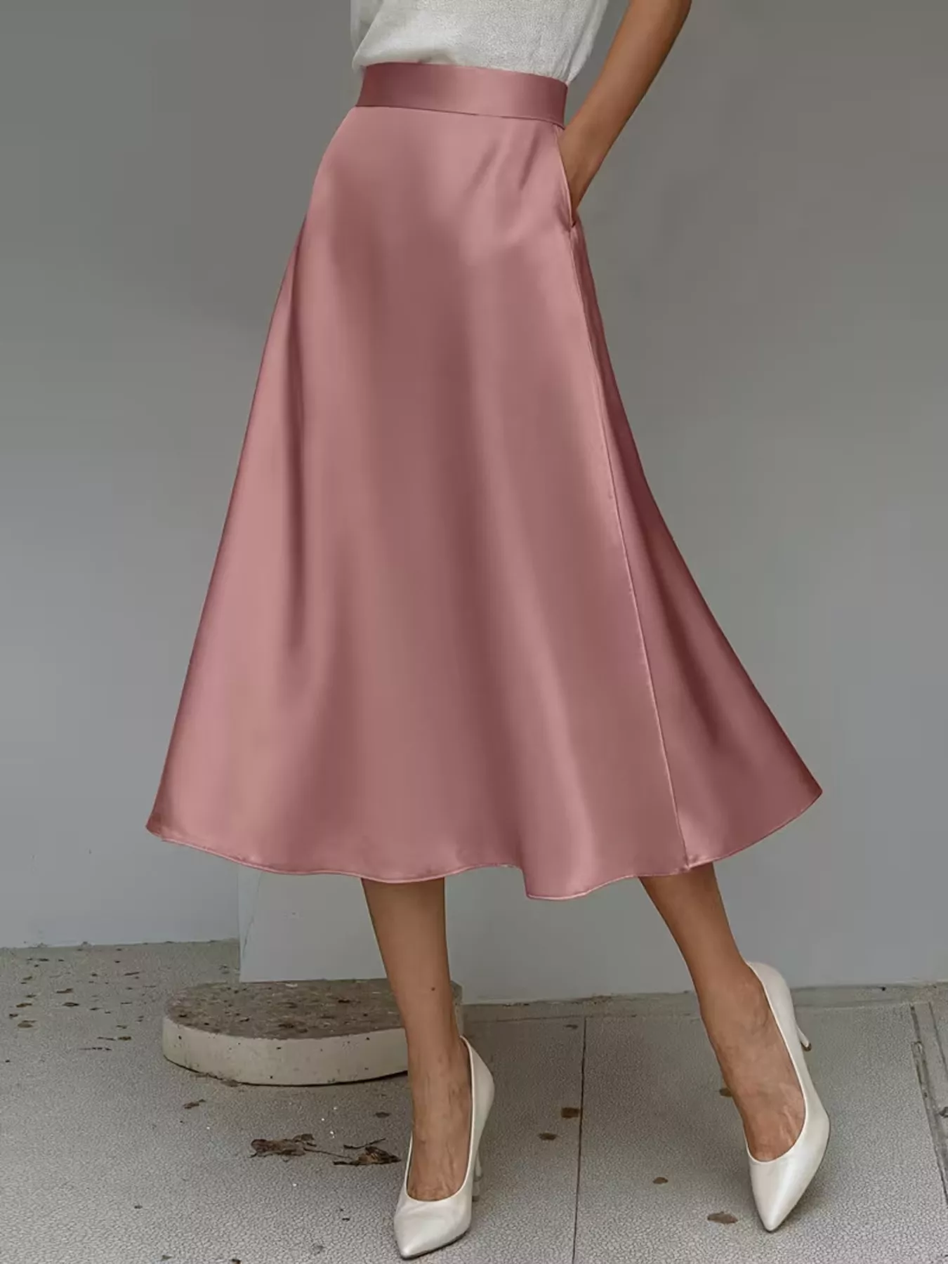 Satin Midi Skirt - Image 20