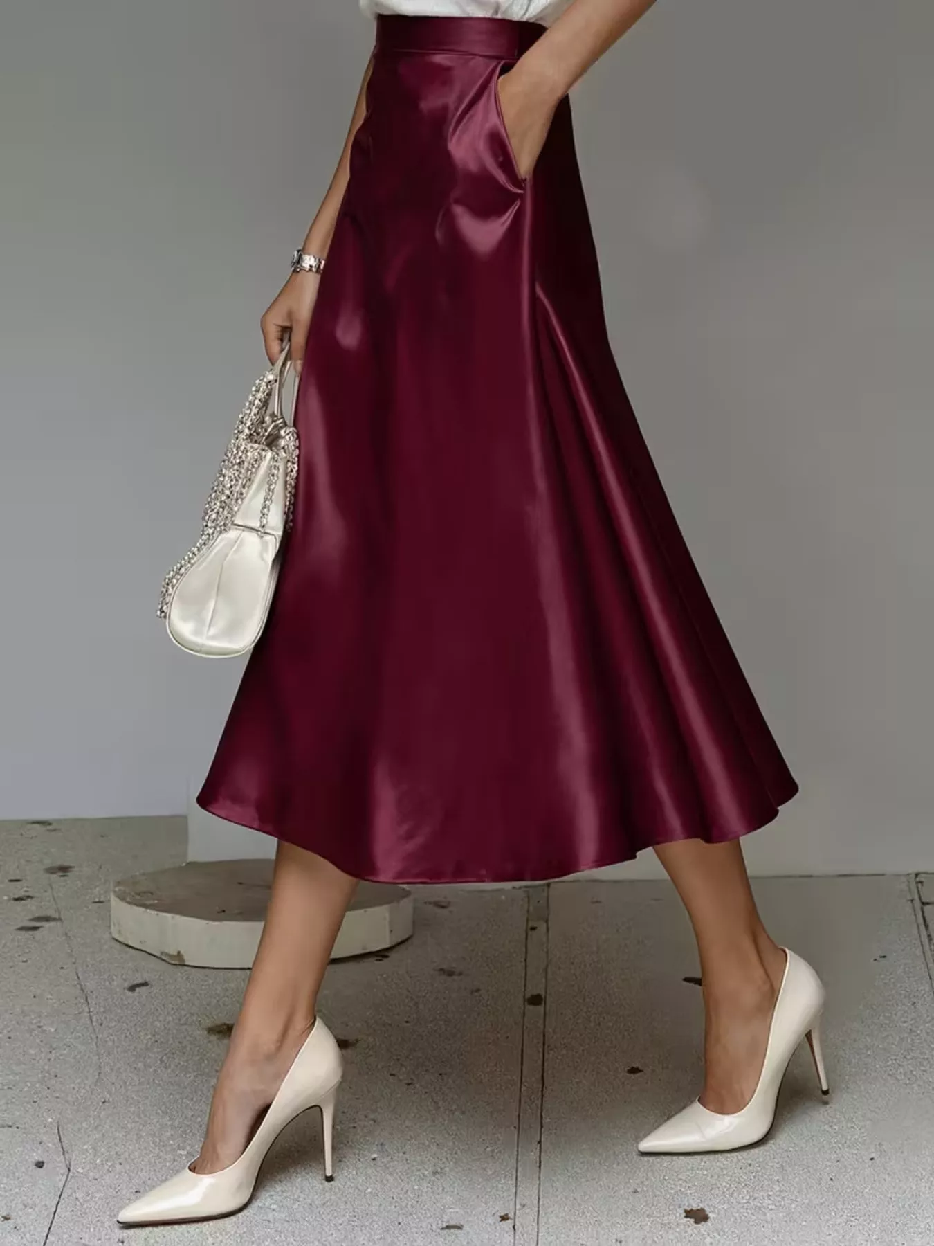 Satin Midi Skirt - Image 3