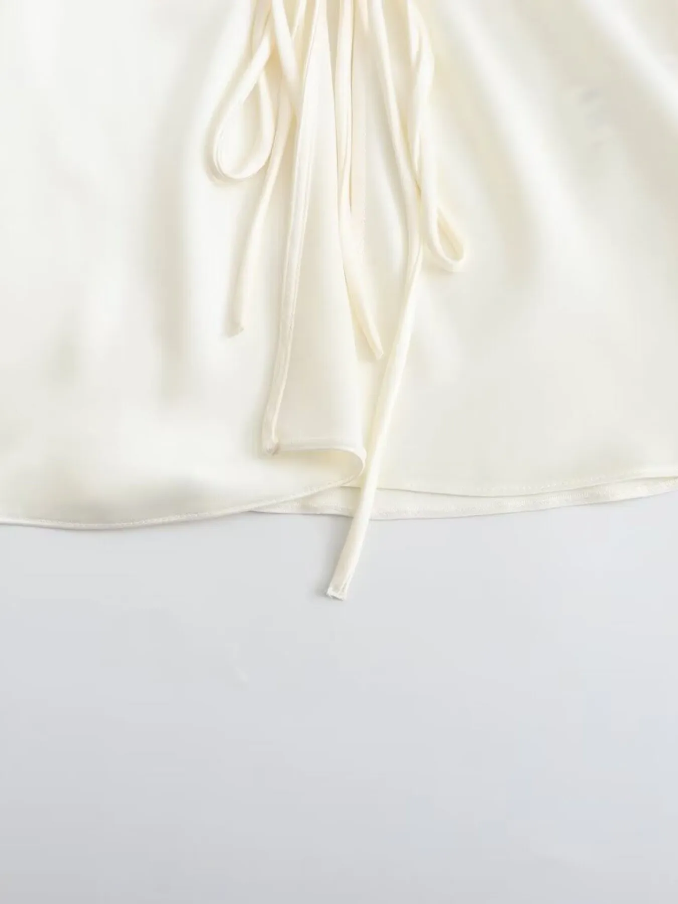 Satin Tie-Front Long Sleeve Shirt - Image 8