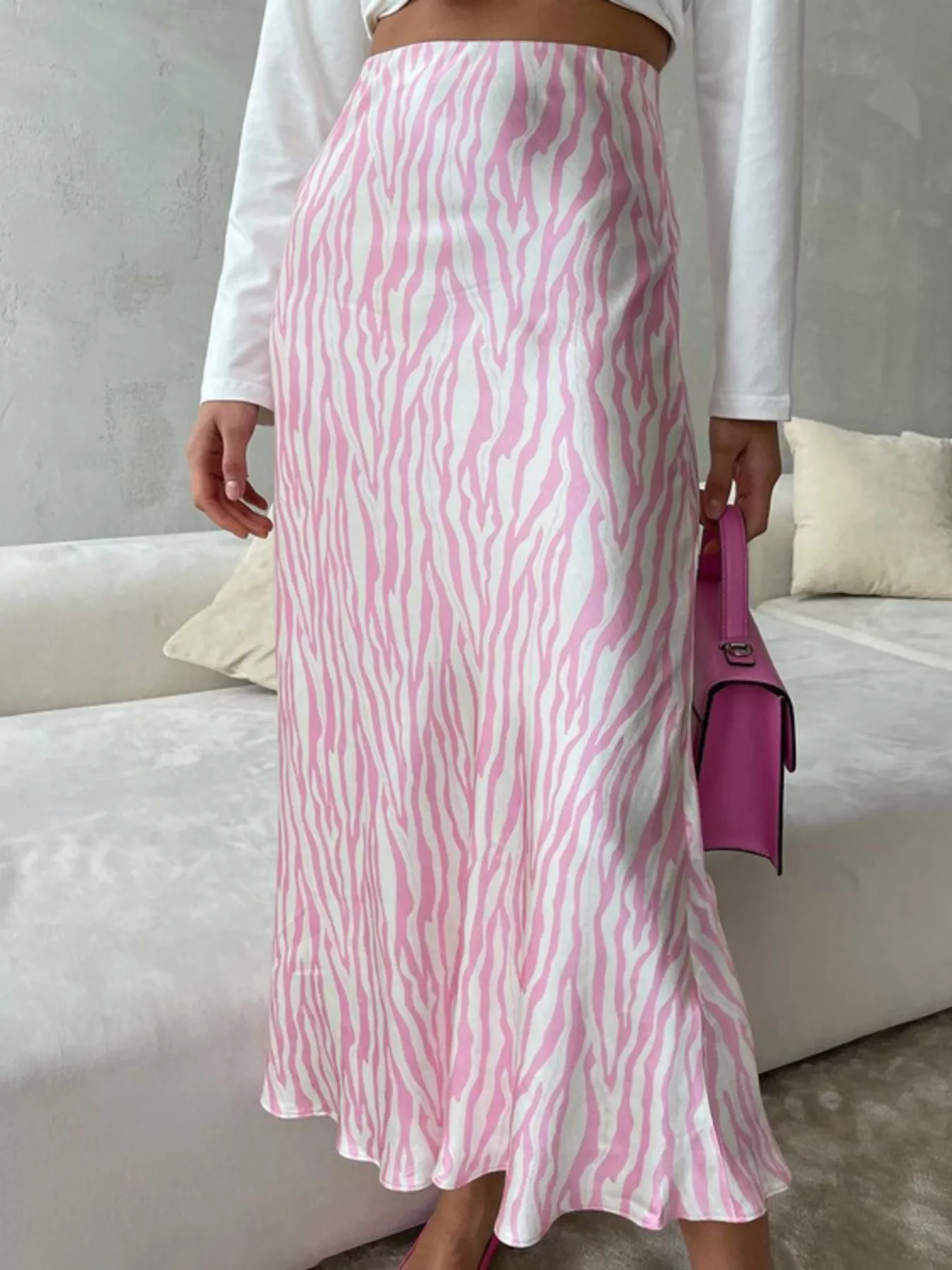 Satin Zebra Print Midi Skirt - Image 12