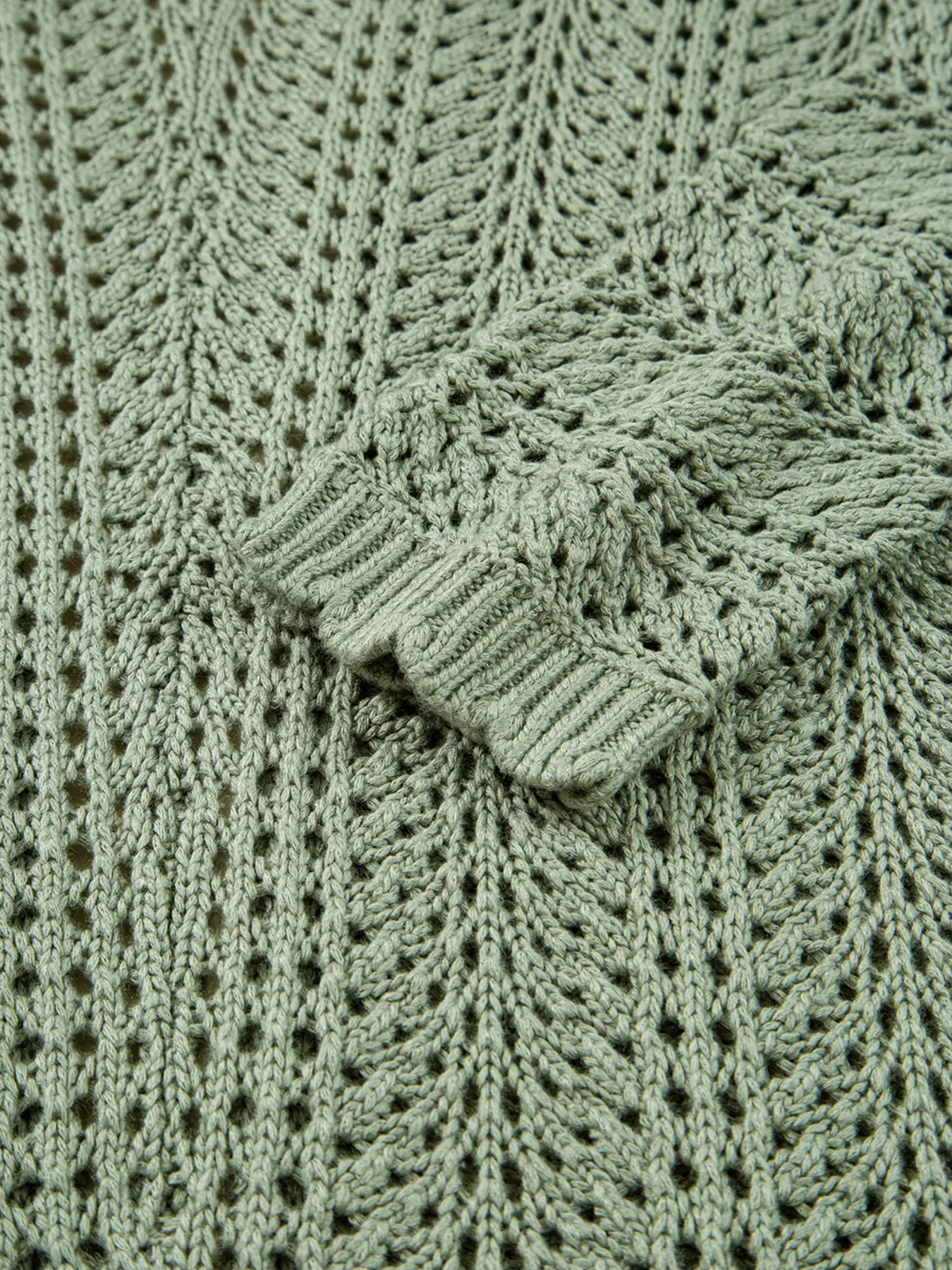 Scalloped Edge Eyelet Knit Batwing Sleeve Cardigan - Image 6