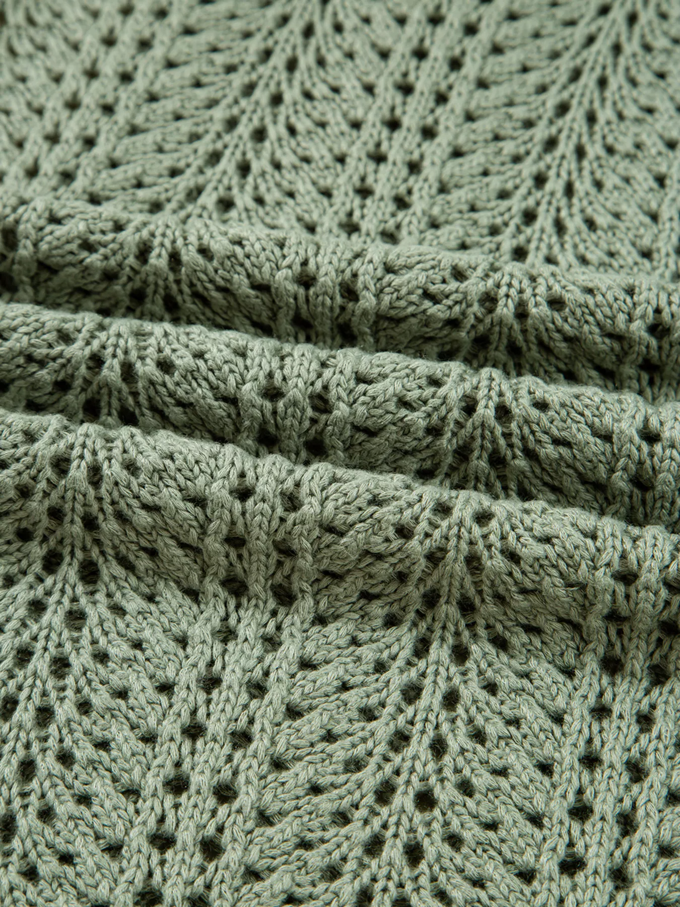 Scalloped Edge Eyelet Knit Batwing Sleeve Cardigan - Image 7