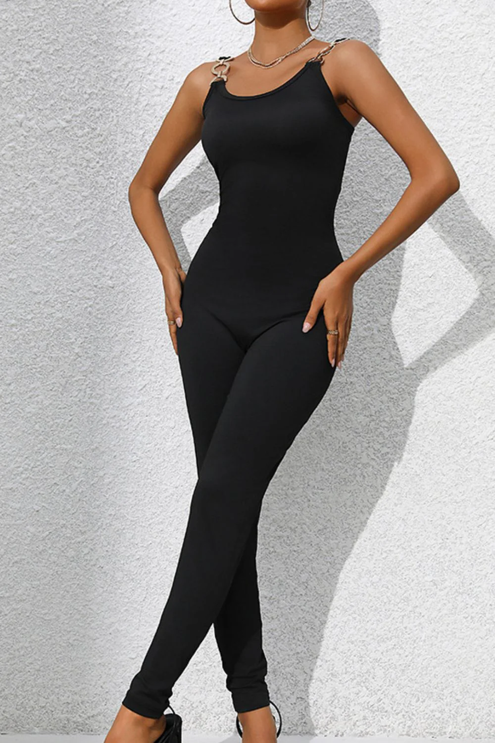 Scoop Neck Wide Strap Skinny Jumpsuit - Image 3