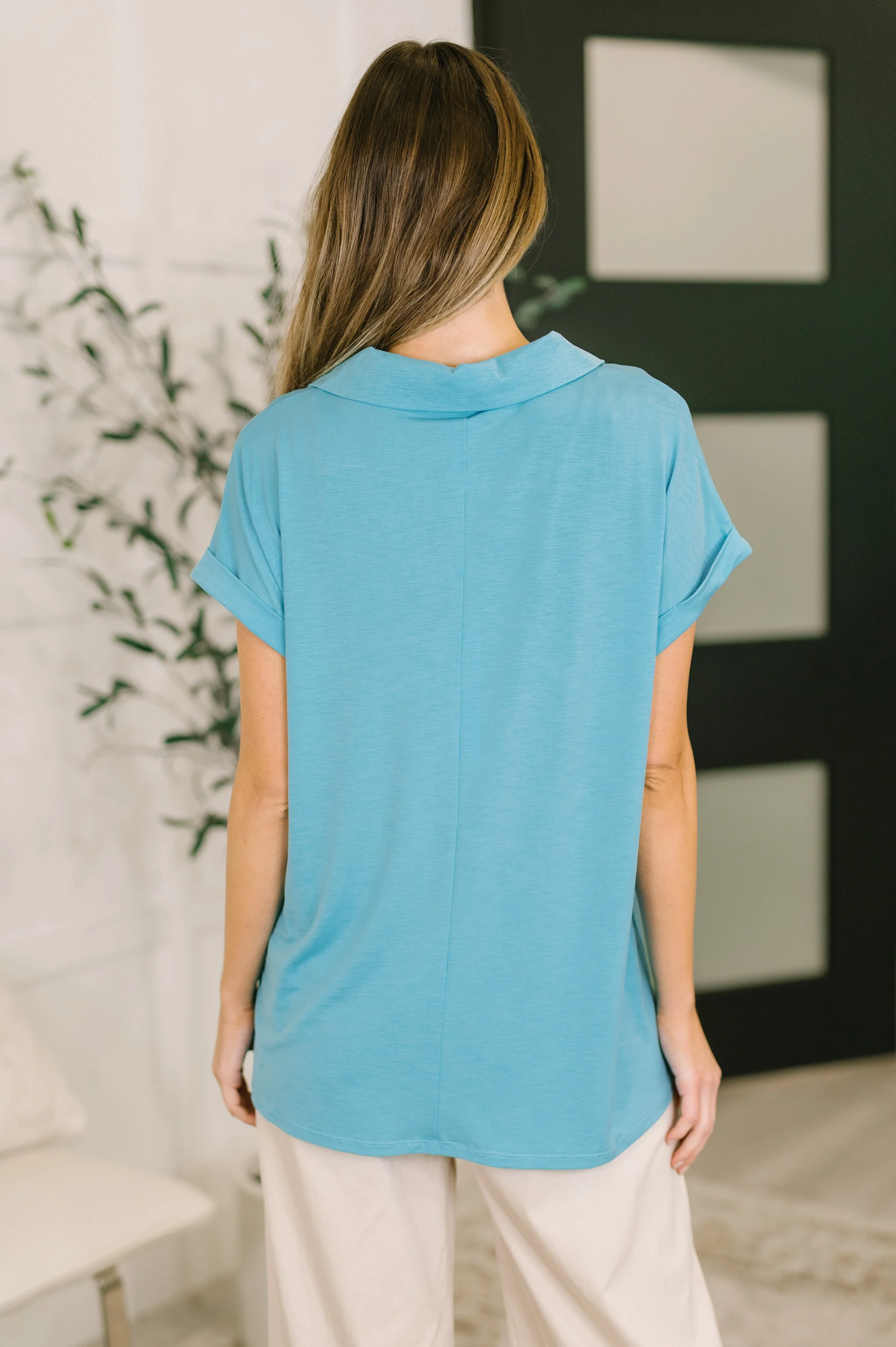 Sea You Soon Collared Top in Costal Blue - Image 5