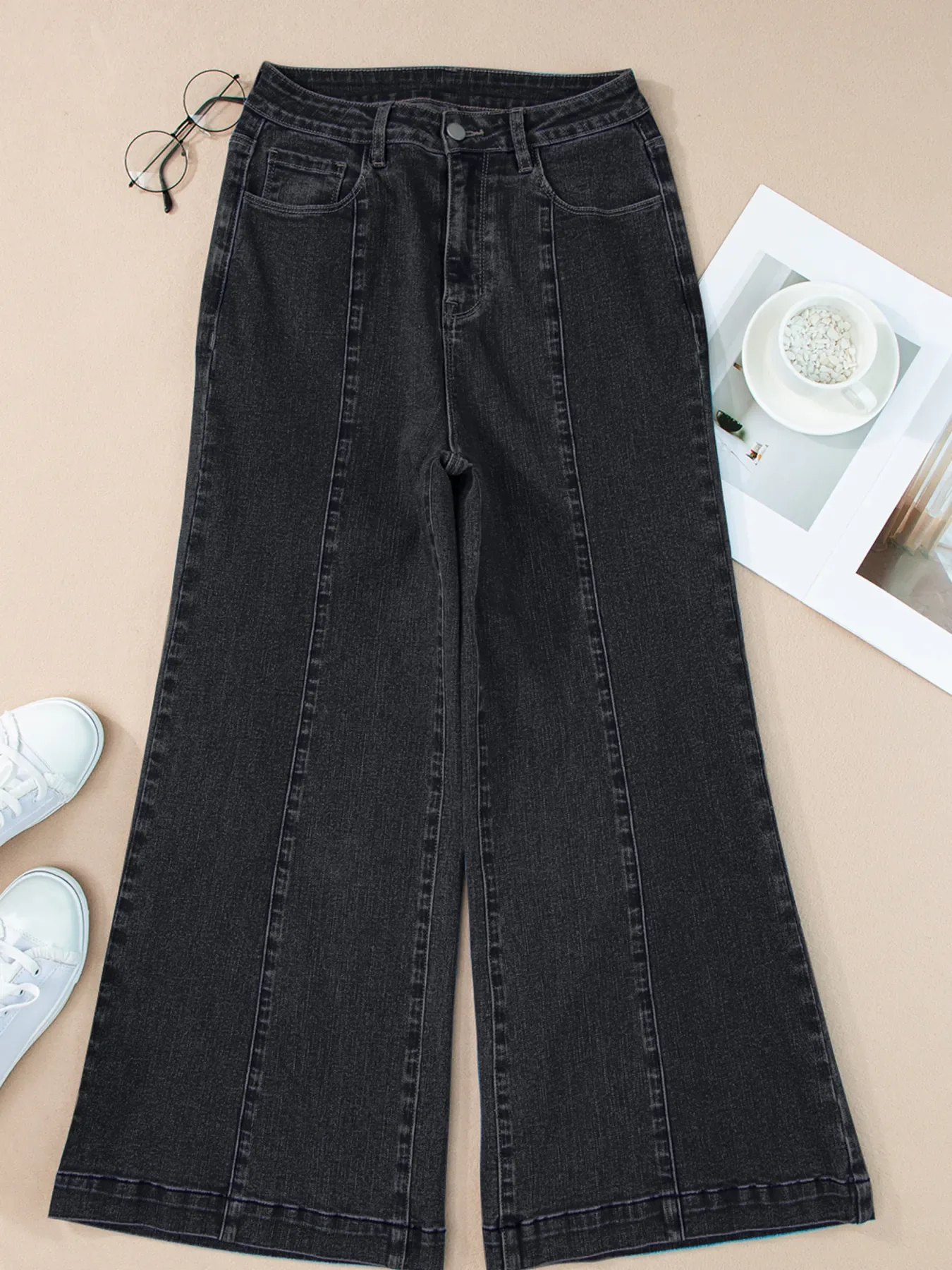 Seam Detail Flared Bottom Ankle Length Jeans - Image 19