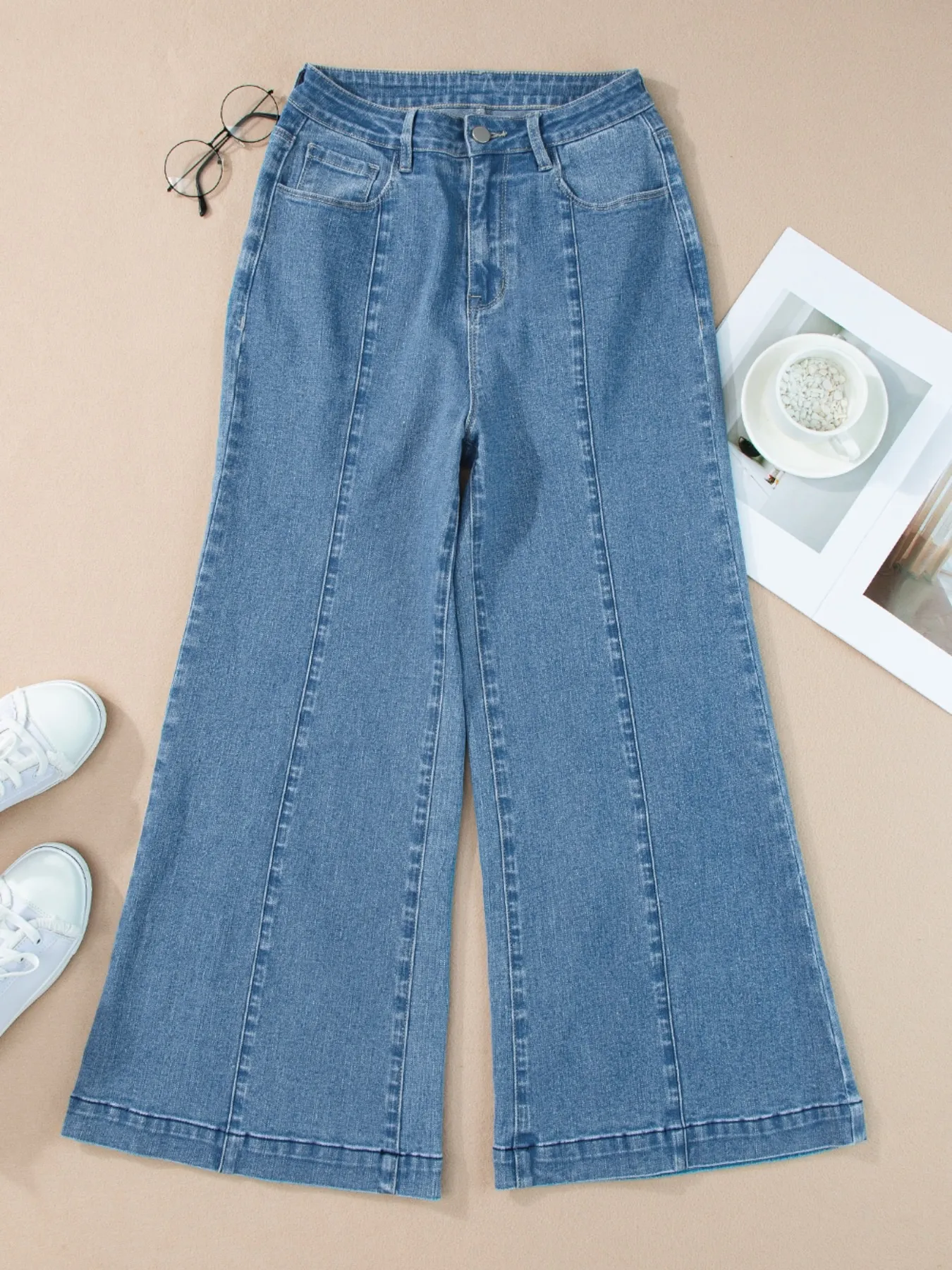 Seam Detail Flared Bottom Ankle Length Jeans - Image 26