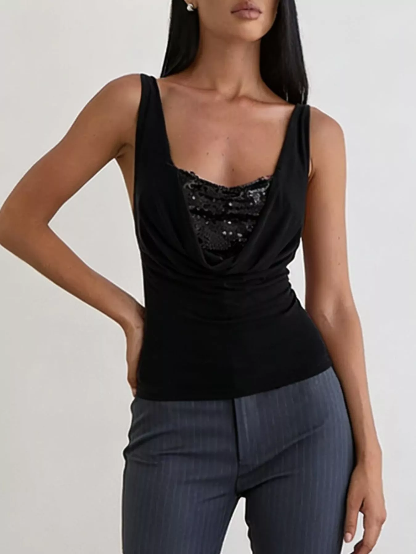 Sequin Detail Ruched Tank - Image 9