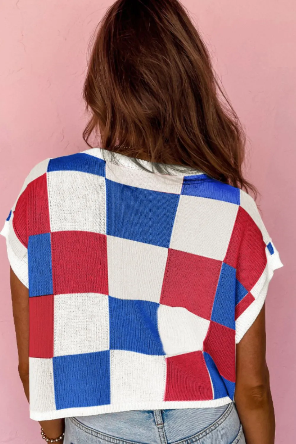 Sequin Heart Color Block Round Neck Knit Top - Image 5
