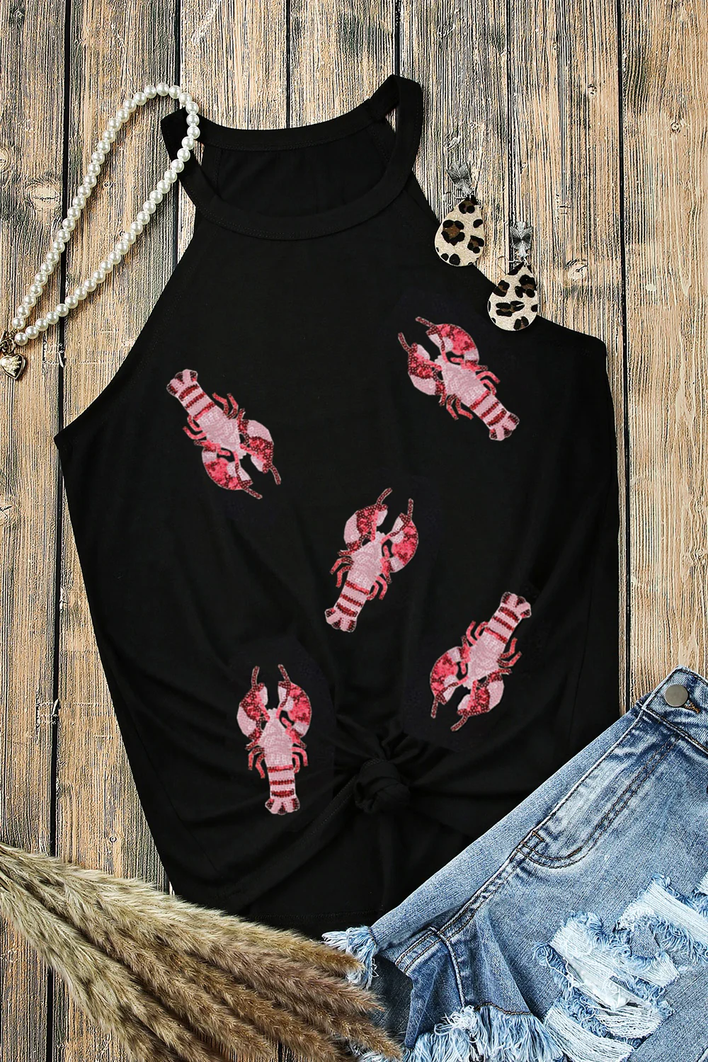 Sequin Lobster Round Neck Tank - Image 4