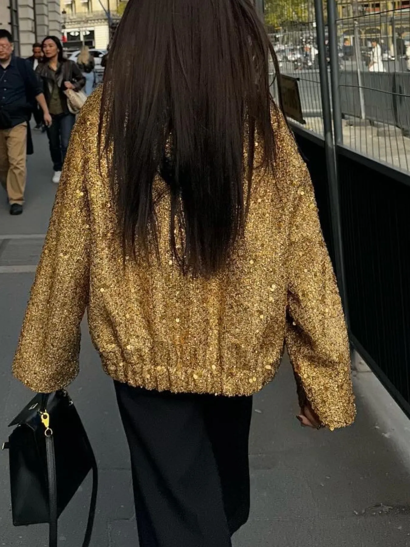 Sequin Long Sleeve Jacket with Pockets - Image 6