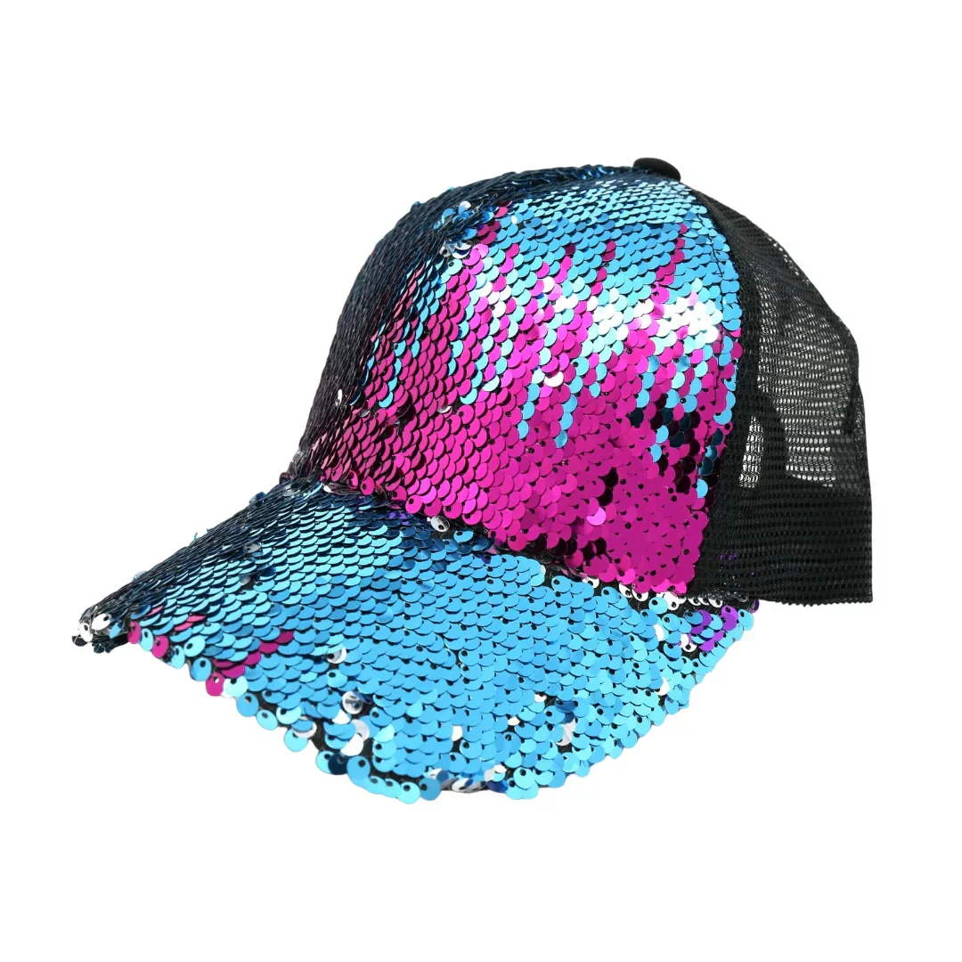 Sequin Mesh Back High Ponytail C.C Ball Cap - Image 2