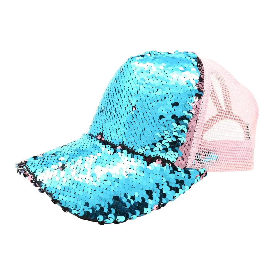 Sequin Mesh Back High Ponytail C.C Ball Cap - Image 3
