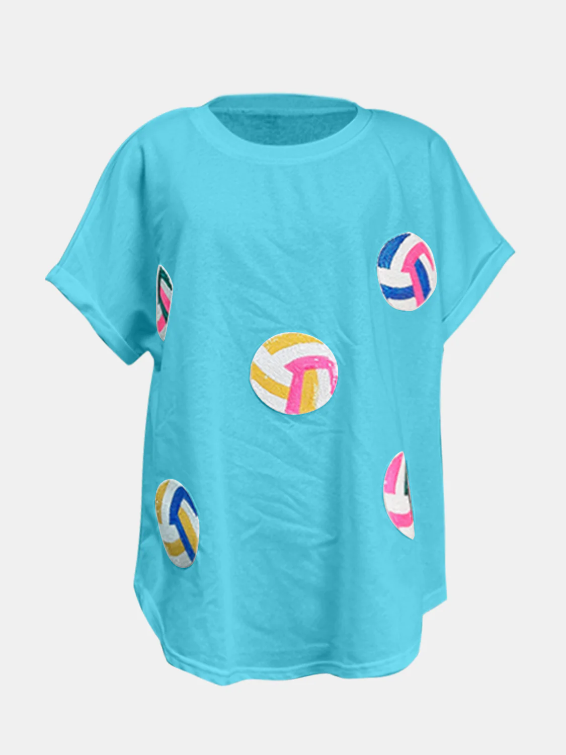 Sequin Round Neck Short Sleeve T-Shirt - Image 11