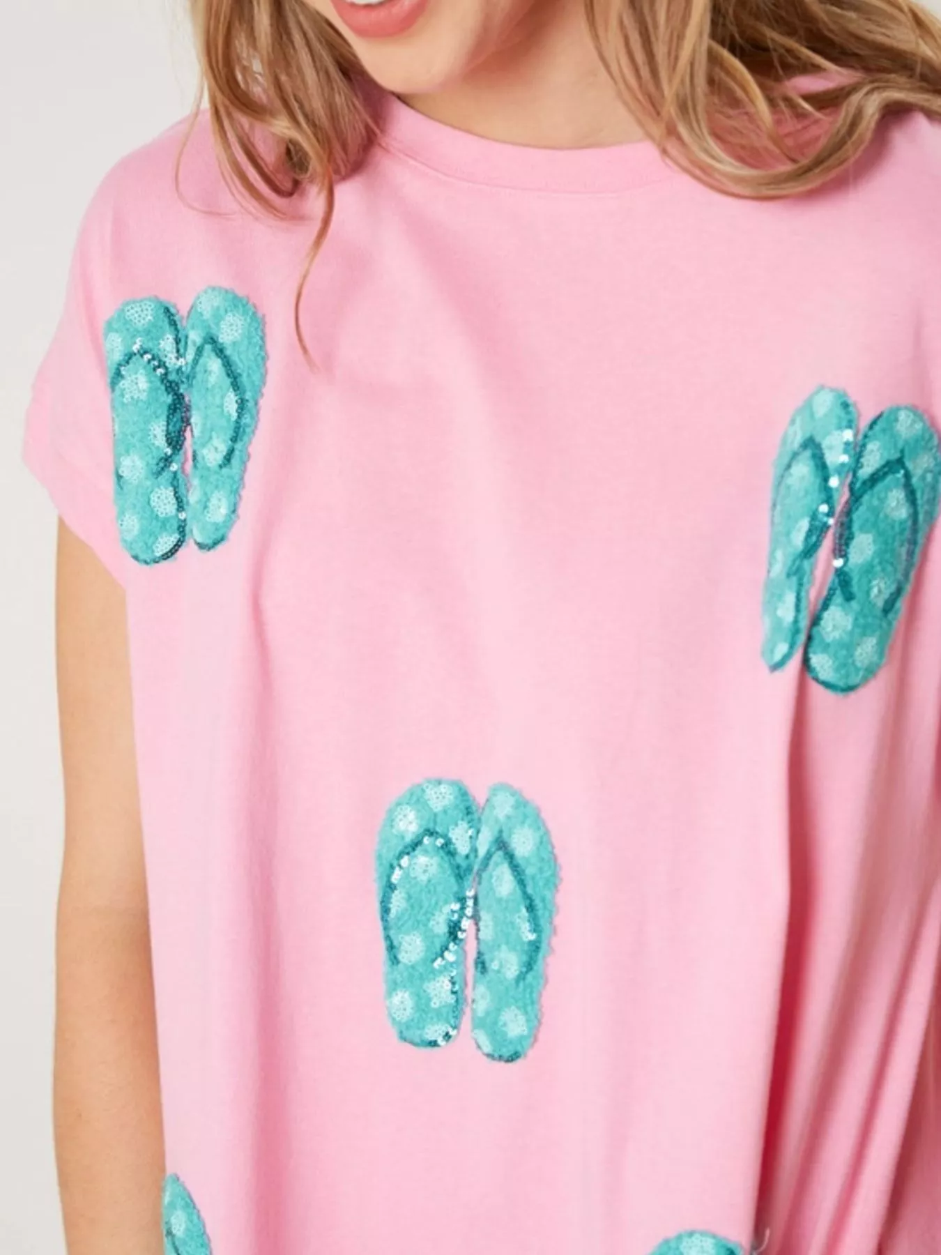 Sequin Short Sleeve Summer Tee Dress - Image 2