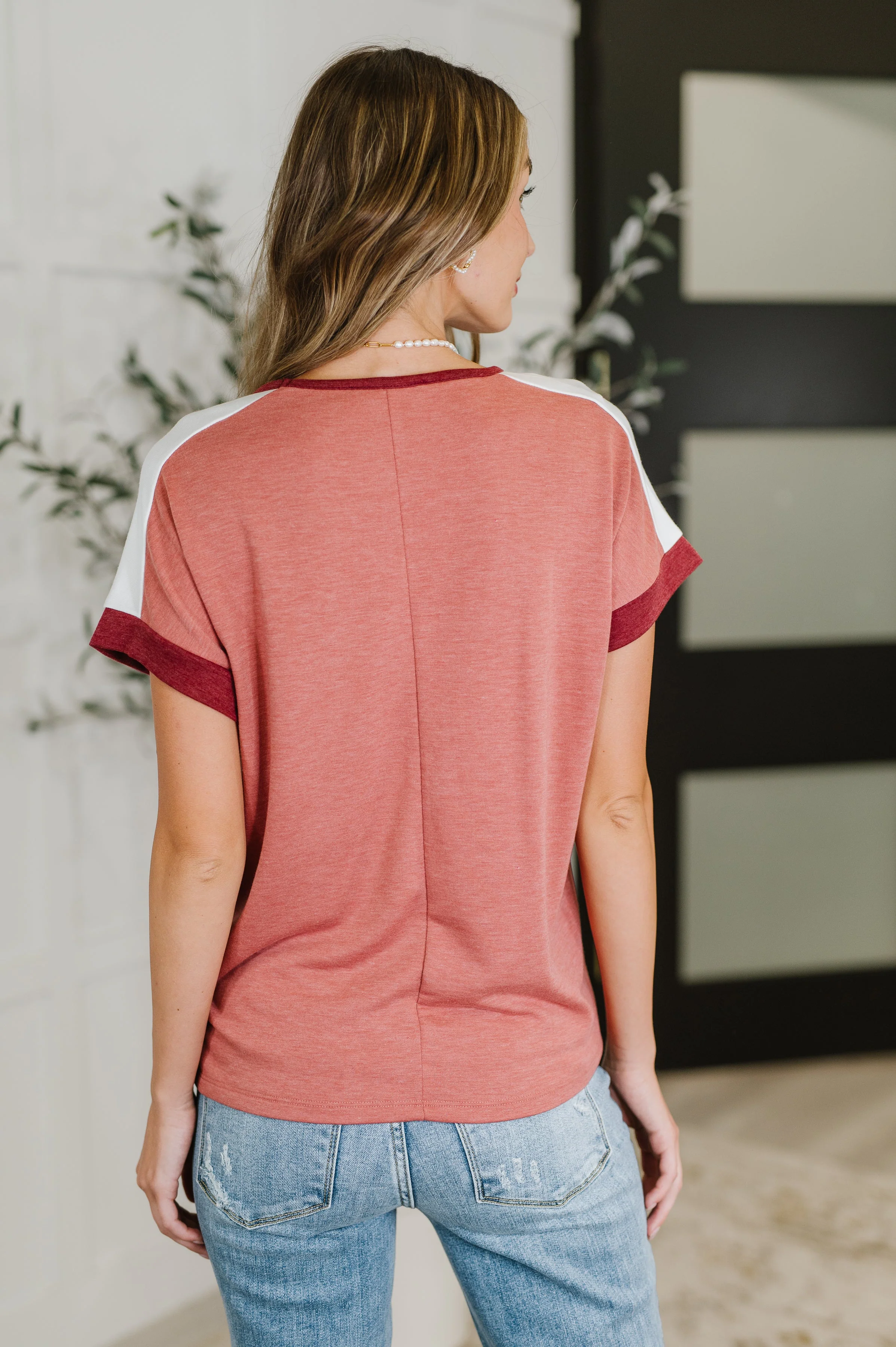 Sew Into You V-Neck Top in Light Rust - Image 5