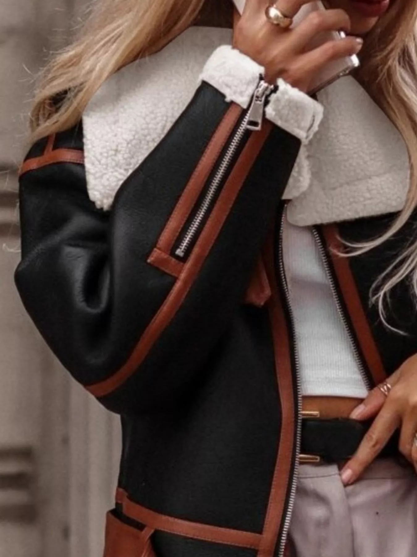 Shearling Lined Zip Up Jacket - Image 5