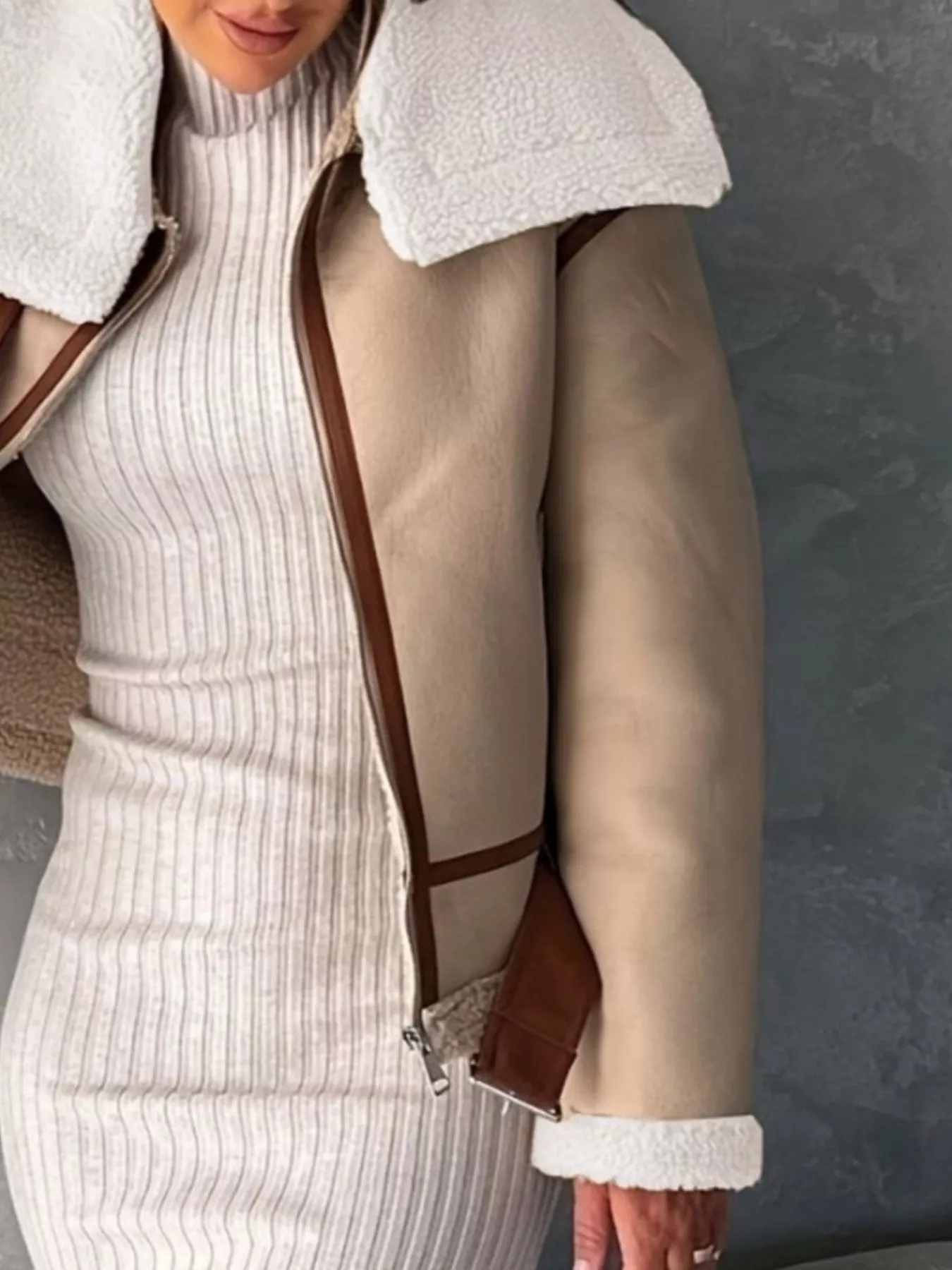 Shearling Lined Zip Up Jacket - Image 8