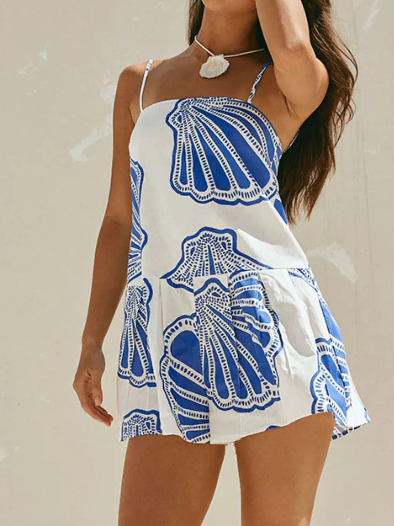 Shell Print Sleeveless Summer Mini Dress - Image 2