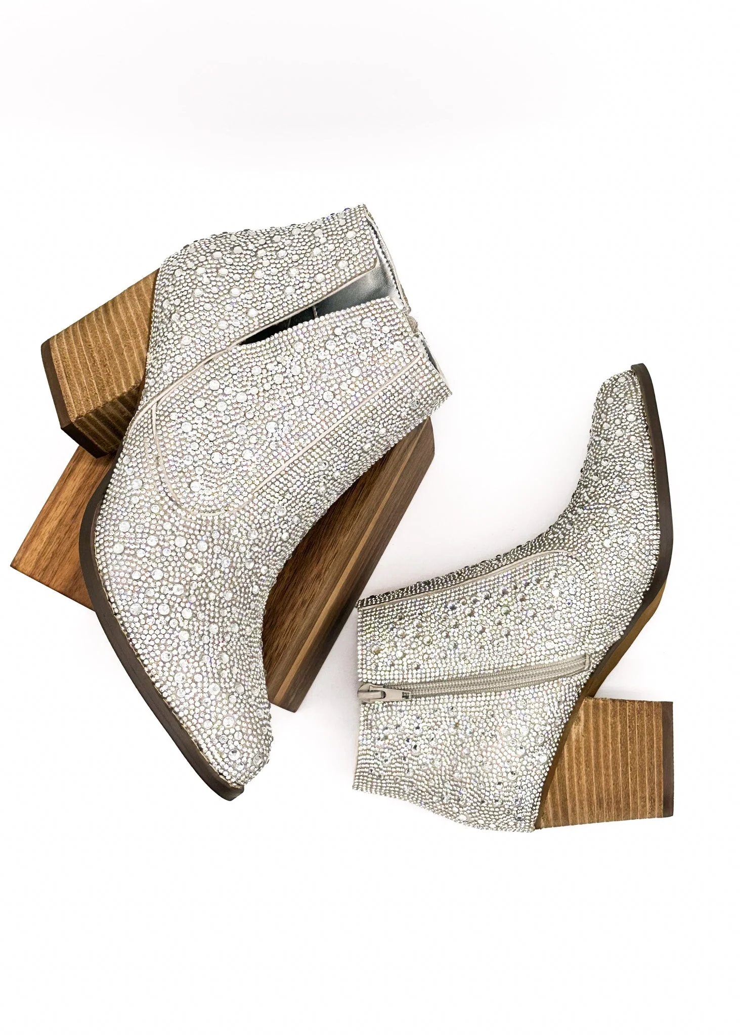 Shine Star Rhinestone Bootie in Silver - Image 11